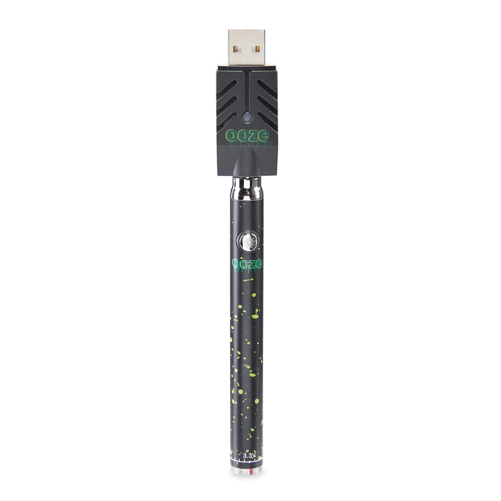 Ooze Slim Twist 510 Thread 320 mAh CBD Vape Pen Battery + USB Charger Black/Green