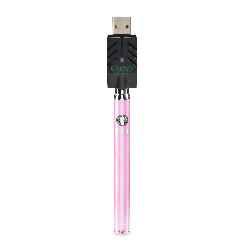 Ooze Slim Twist 510 Thread 320 mAh CBD Vape Pen Battery + USB Charger Ice Pink