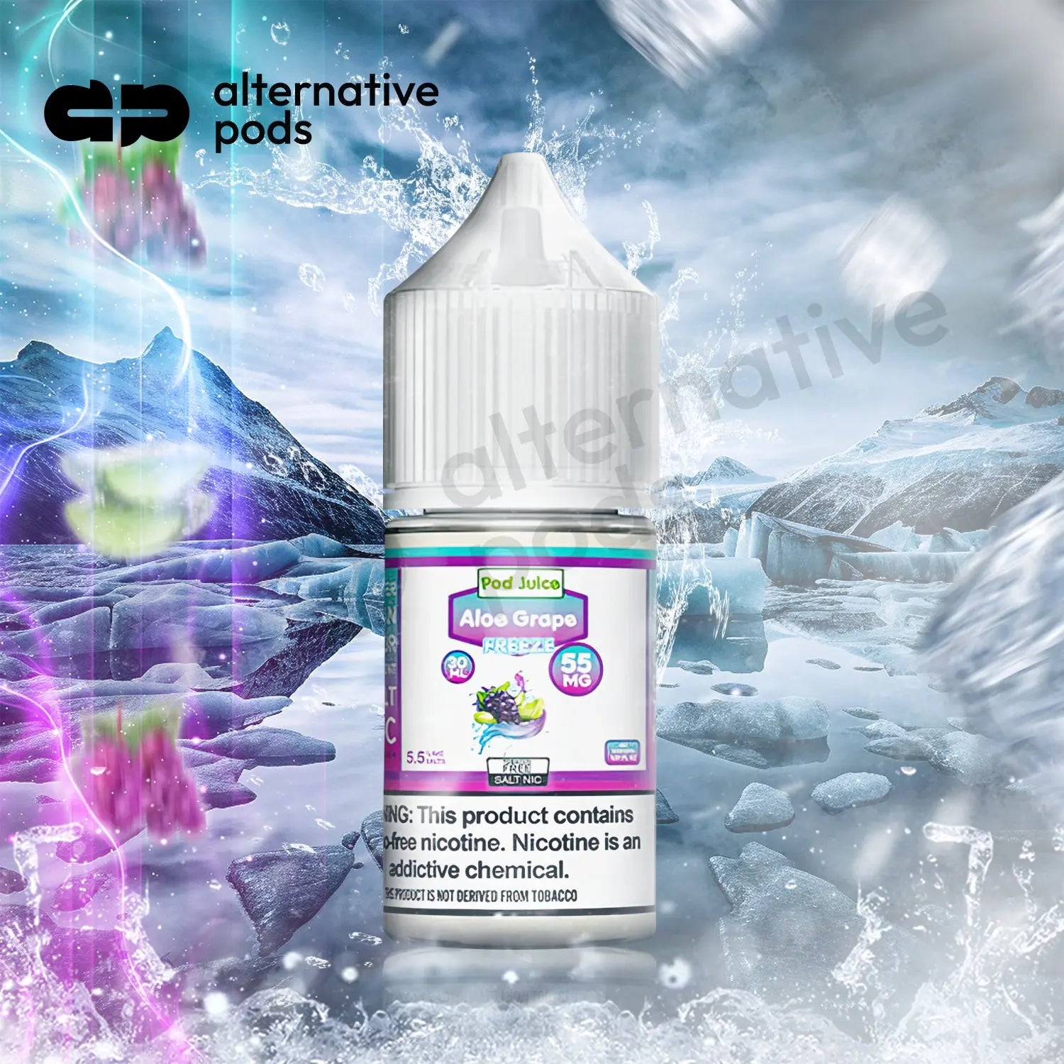 POD Juice ICED Synthetic Nicotine Salt E-Liquid 30ML - Aloe Grape Freeze 