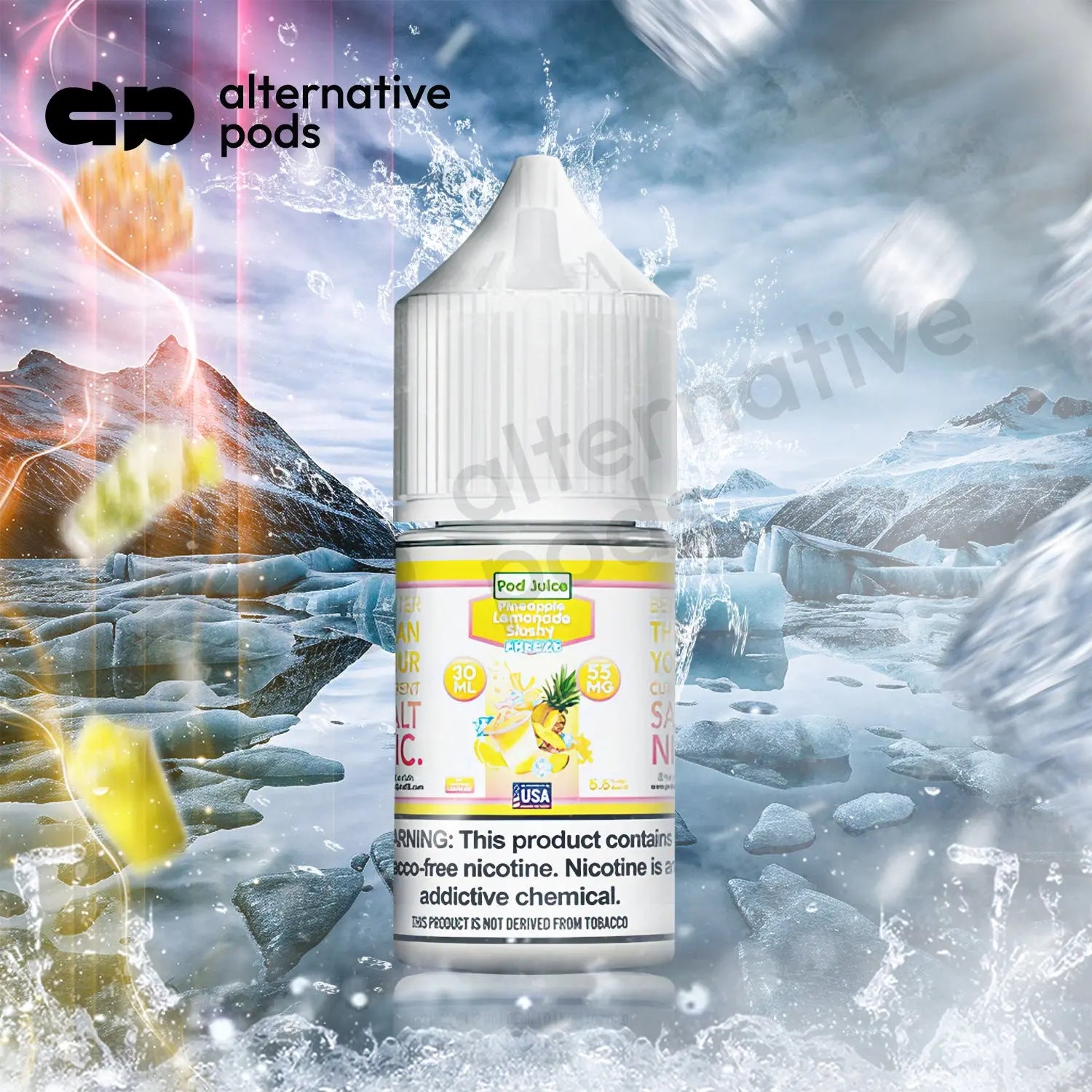 POD Juice ICED Synthetic Nicotine Salt E-Liquid 30ML Pod Juice - Pineapple Lemonade Slushy Freeze 