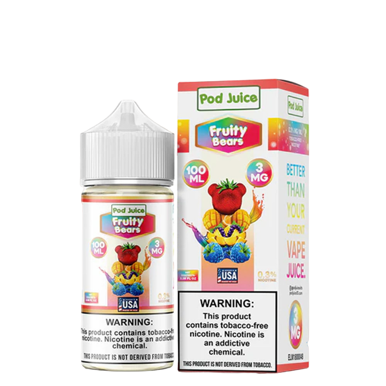 POD Juice Synthetic Nicotine E-Liquid 100ML Fruity Bears