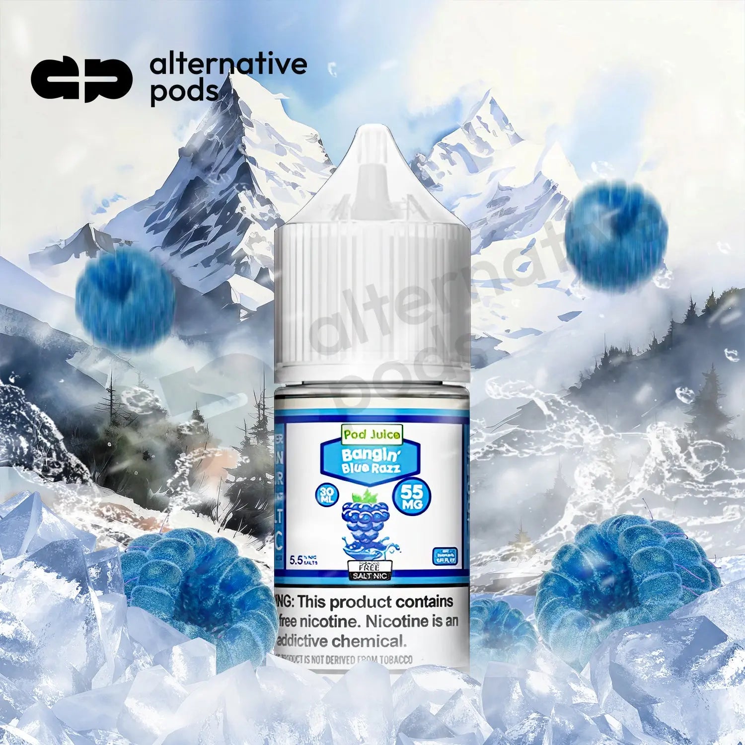 POD Juice Synthetic Nicotine Salt E-Liquid 30ML - Bangin' Blue Razz