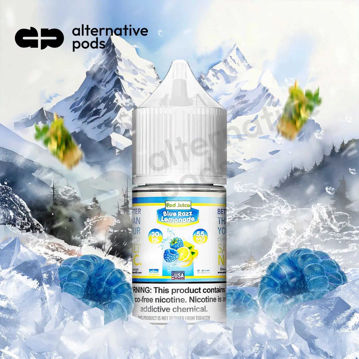 POD Juice Synthetic Nicotine Salt E-Liquid 30ML - Blue Razz Lemonade 
