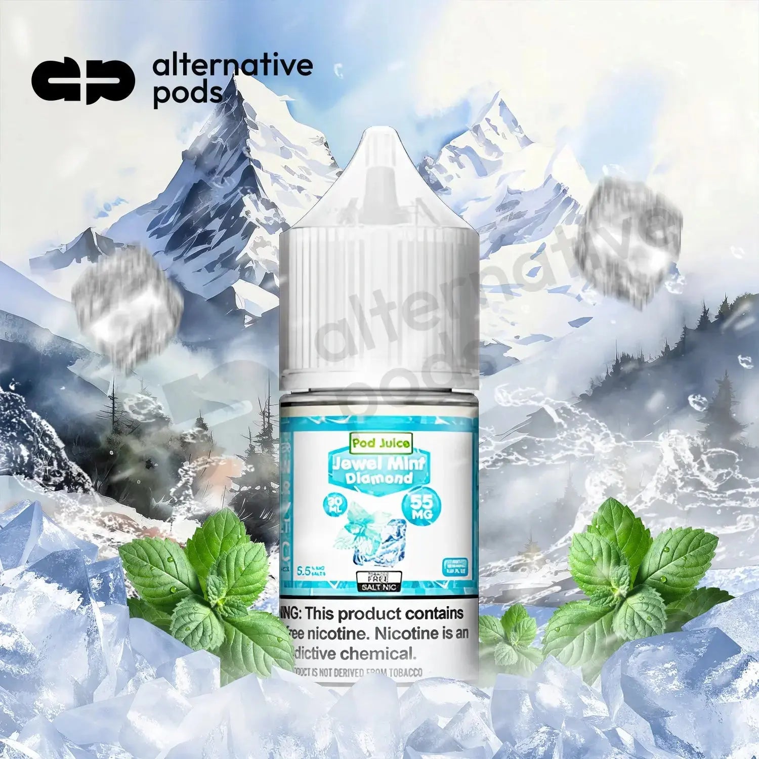 POD Juice Synthetic Nicotine Salt E-Liquid 30ML - Jewel Mint Diamond 