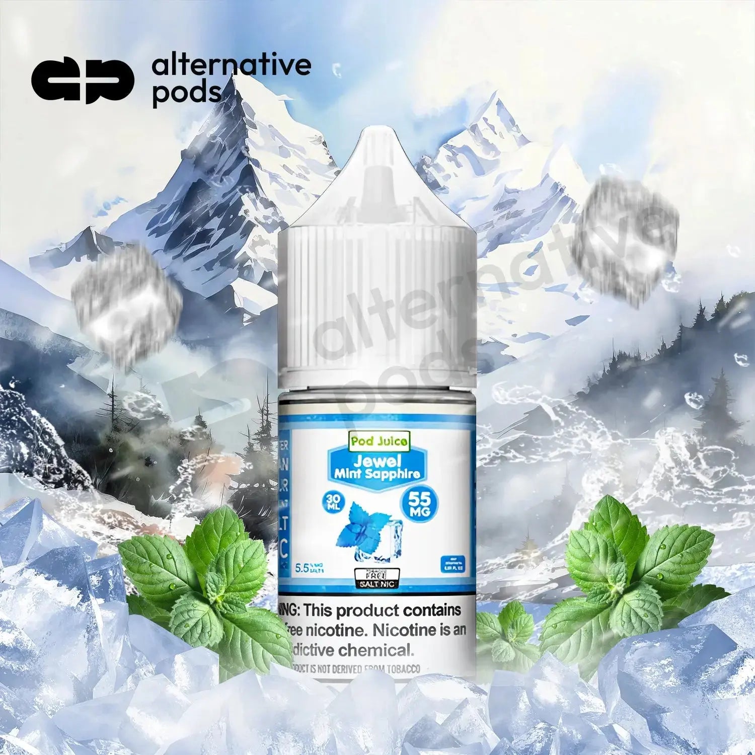 POD Juice Synthetic Nicotine Salt E-Liquid 30ML - Jewel Mint Sapphire 