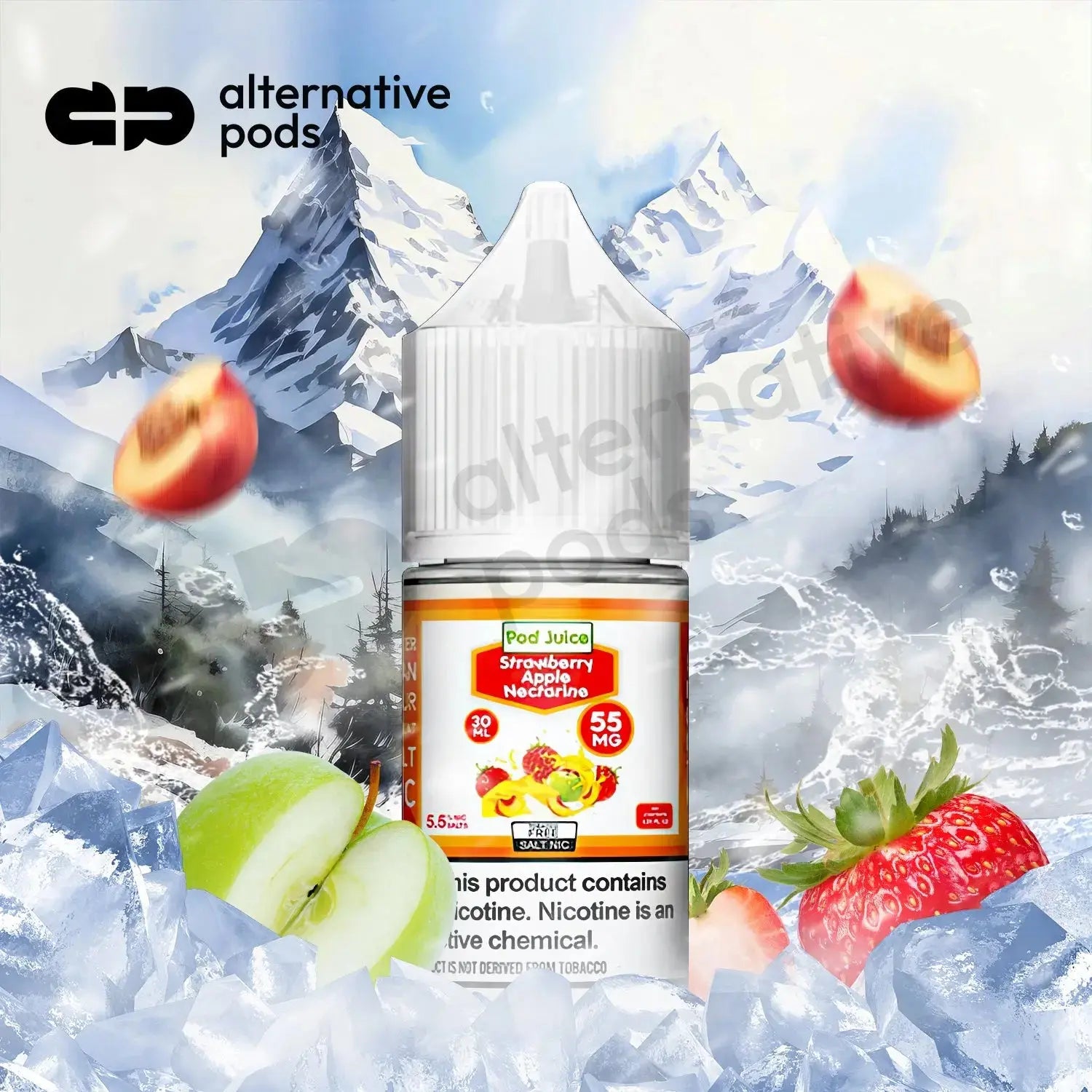 POD Juice Synthetic Nicotine Salt E-Liquid 30ML - Strawberry Apple Nectarine 