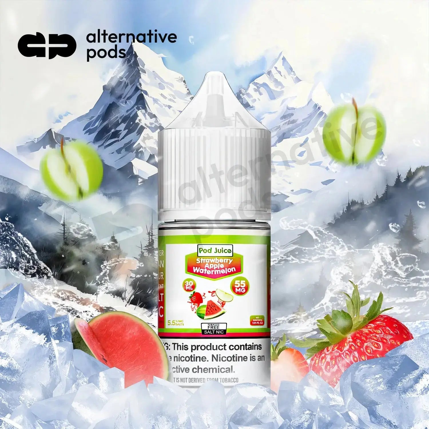 POD Juice Synthetic Nicotine Salt E-Liquid 30ML - Strawberry Apple Watermelon 