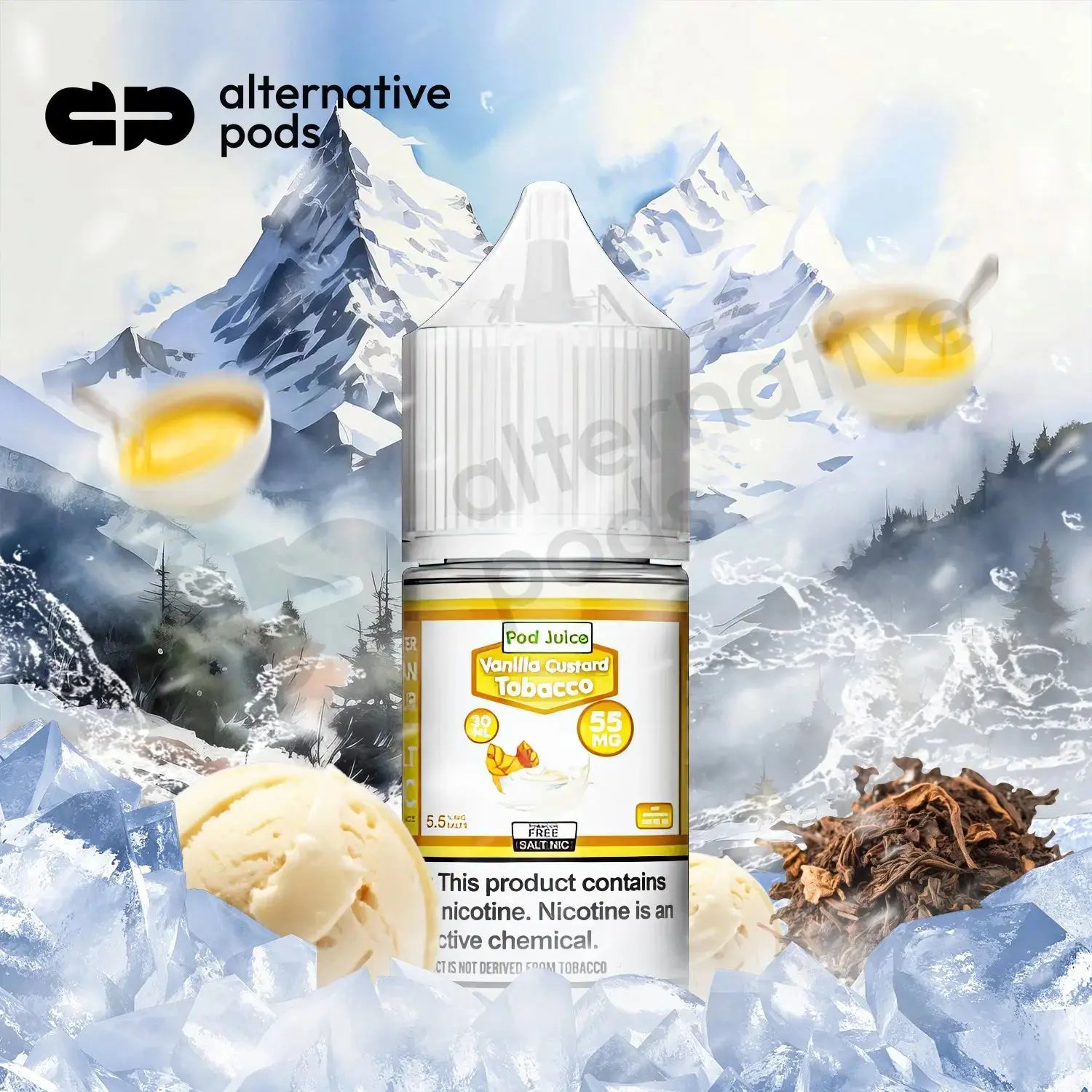 POD Juice Synthetic Nicotine Salt E-Liquid 30ML - Vanilla Custard Tobacco 