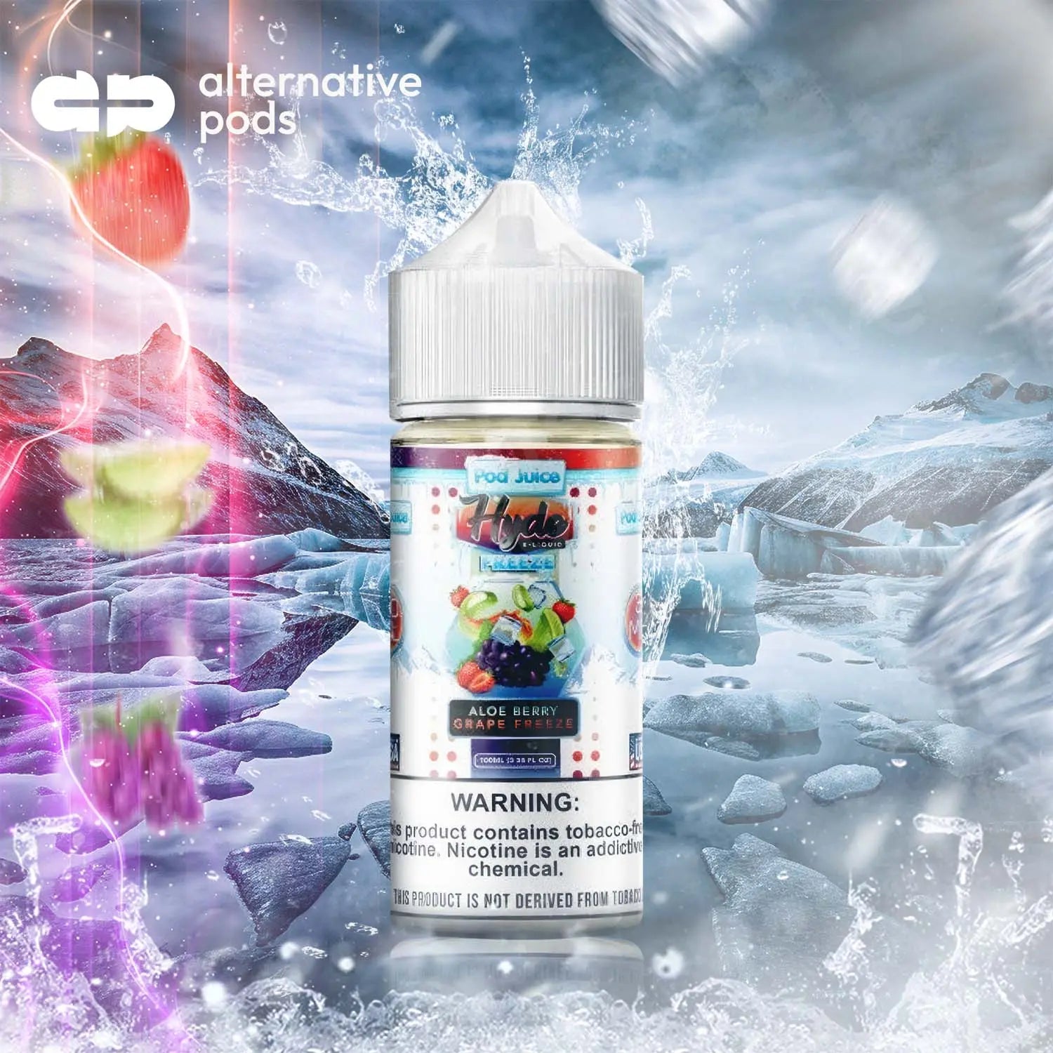 POD Juice x Hyde Synthetic Nicotine E-Liquid 100ML - Aloe Berry Grape Freeze 