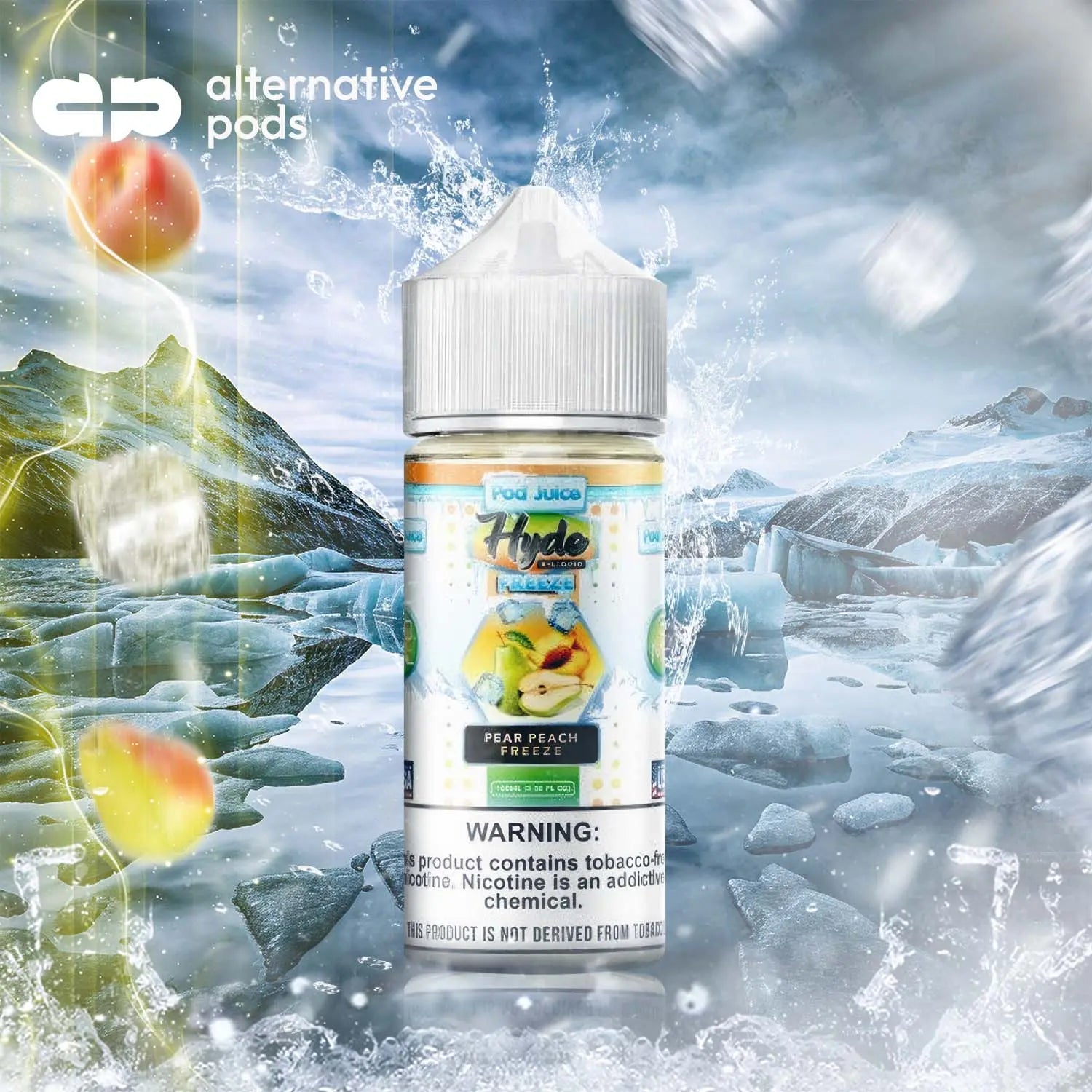 POD Juice x Hyde Synthetic Nicotine E-Liquid 100ML - Pear Peach Freeze 