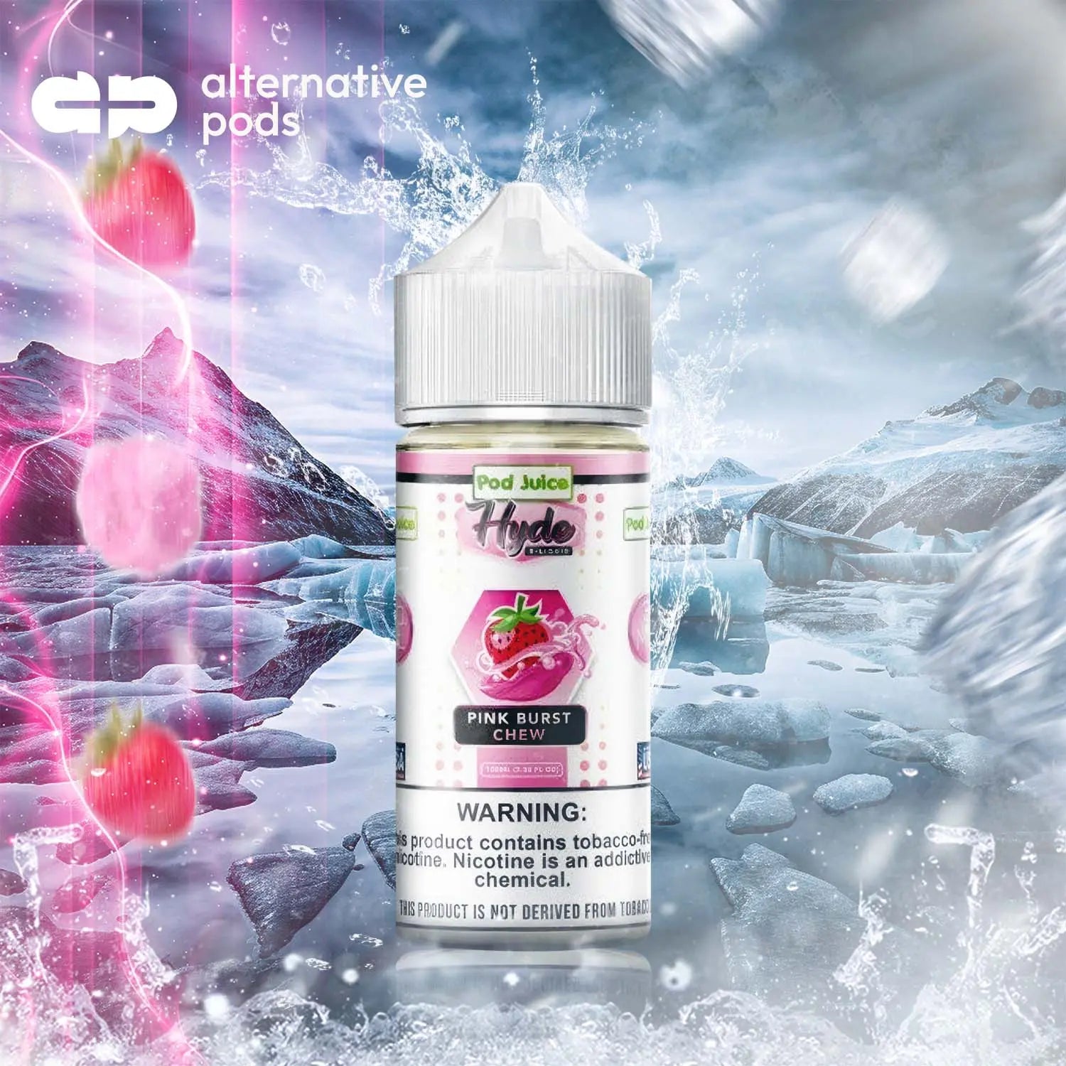 POD Juice x Hyde Synthetic Nicotine E-Liquid 100ML - Pink Burst Chew 