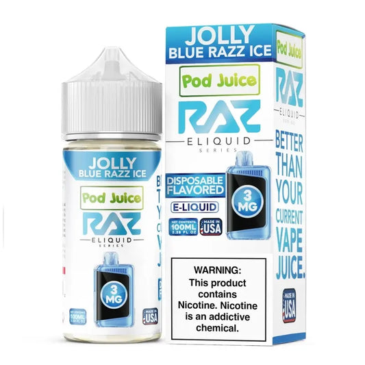 POD Juice x RAZ Series Nicotine E-Liquid 100ML - Jolly Blue Razz Ice 