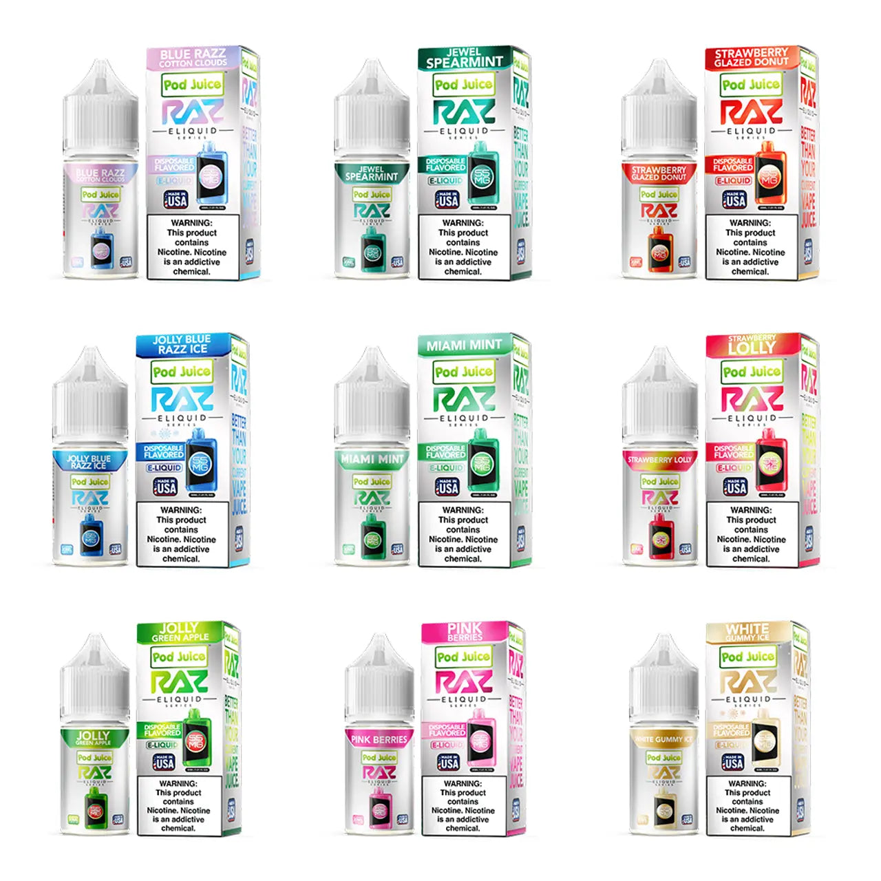 POD Juice x RAZ Series Nicotine Salt E-Liquid 30ML POD Juice x RAZ Series Nicotine Salt E-Liquid 30ML