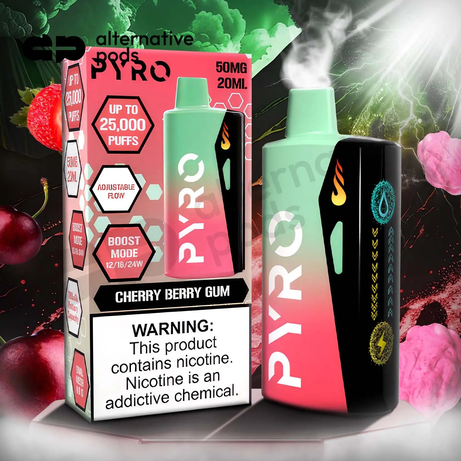 PYRO Boost 25000 Disposable - Cherry Berry Gum 