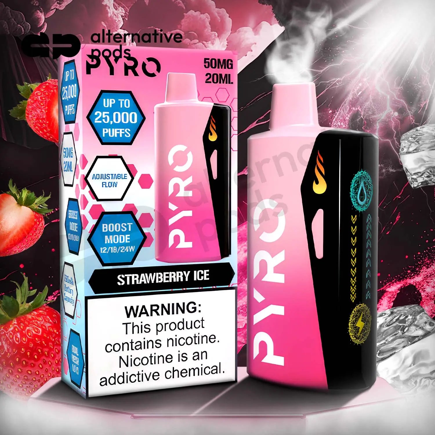 PYRO Boost 25000 Disposable - Strawberry Ice 