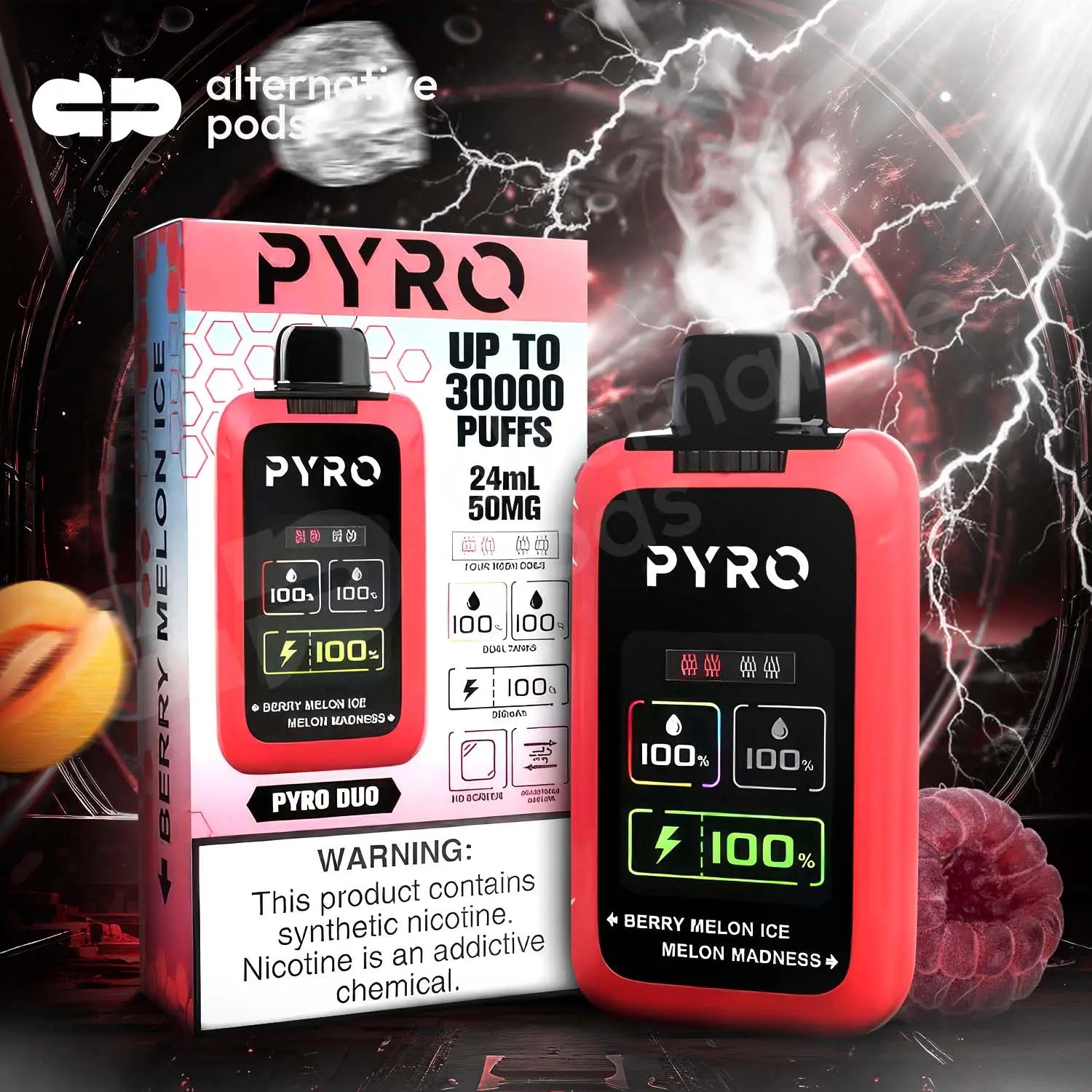 PYRO Duo 30K Disposable - Berry Melon Ice + Melon Madness 