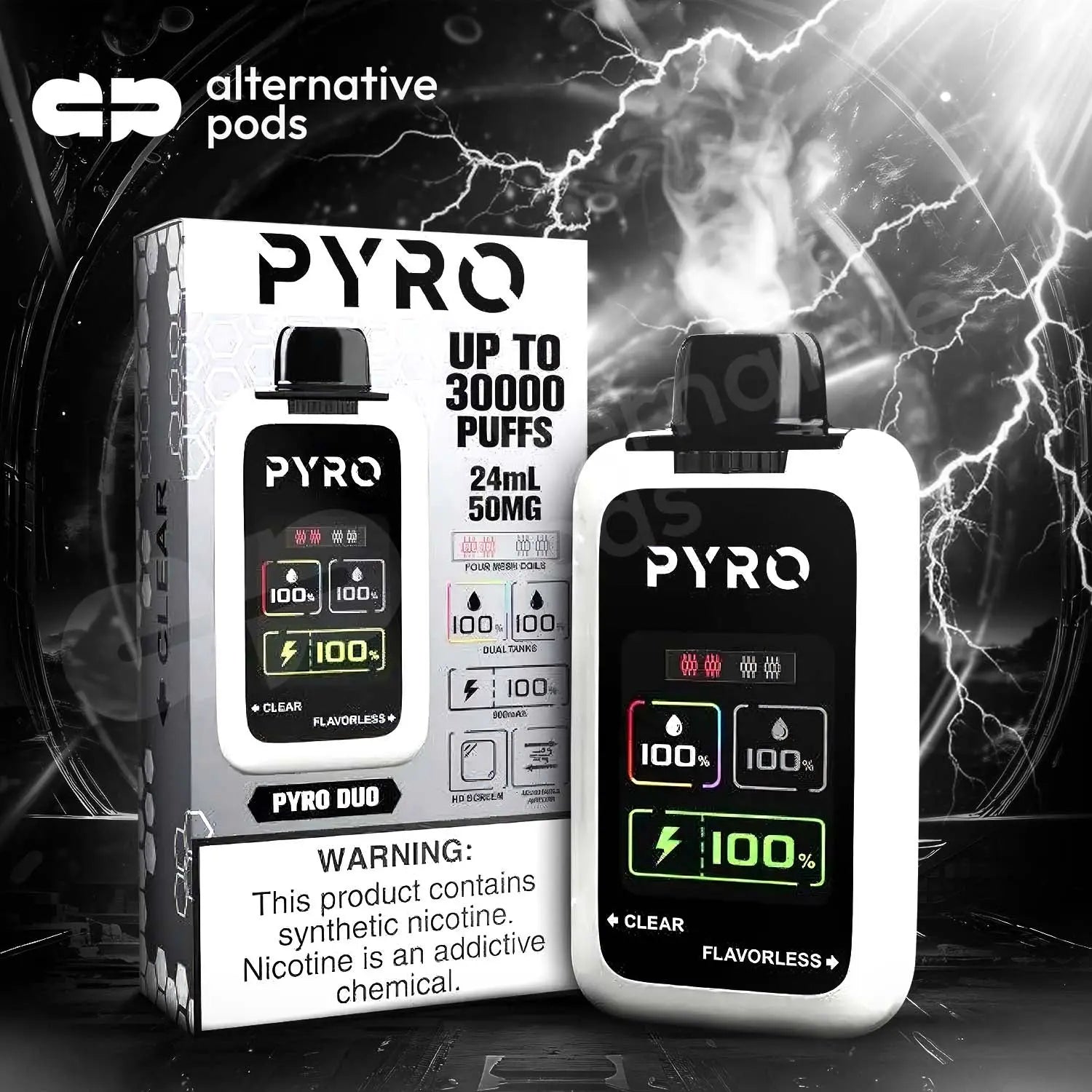 PYRO Duo 30K Disposable - Clear + Flavorless 