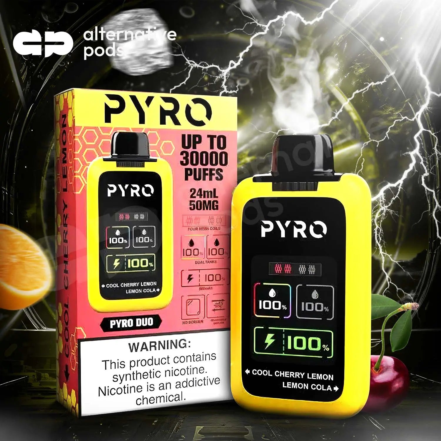 PYRO Duo 30K Disposable - Cool Cherry Lemon + Lemon Cola 