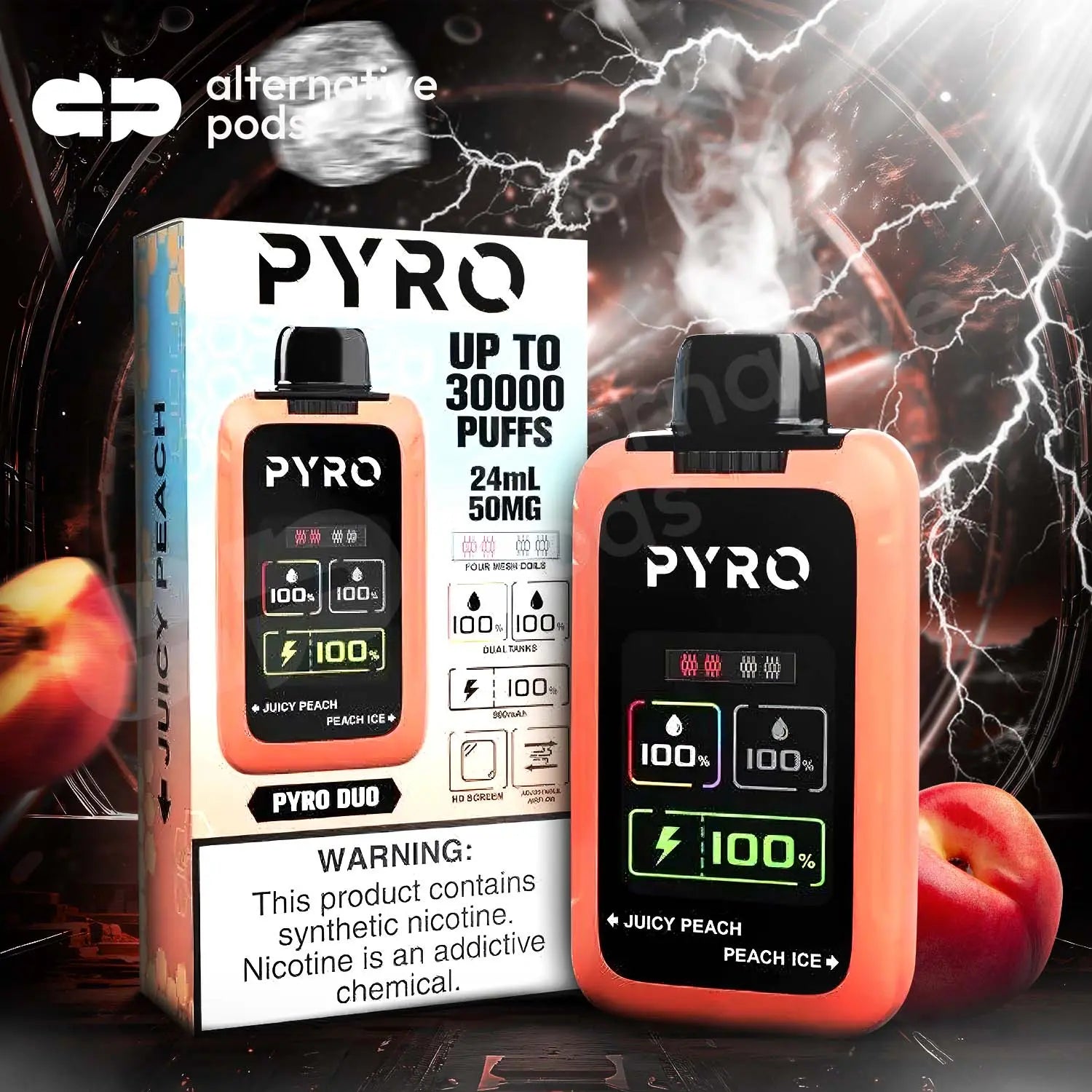 PYRO Duo 30K Disposable - Juicy Peach + Peach Ice 