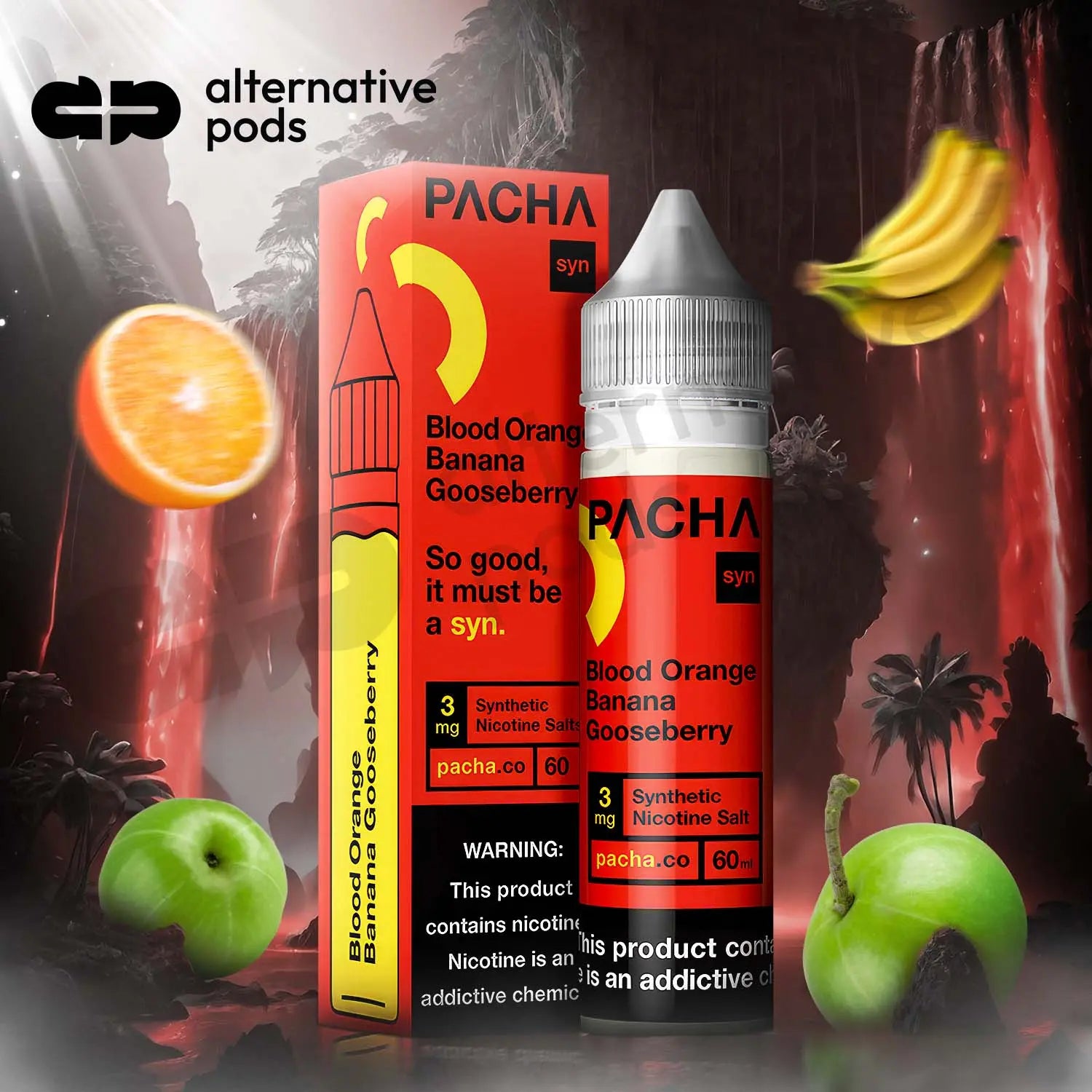 Pacha Syn Synthetic Nicotine E-Liquid 60ML - Blood Orange Banaa Gooseberry