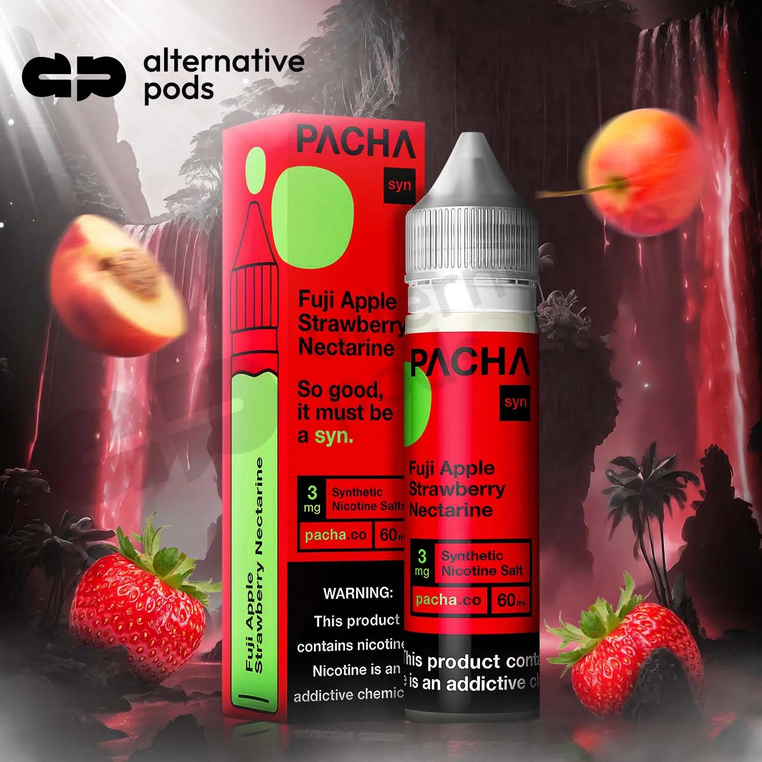 Pacha Syn Synthetic Nicotine E-Liquid 60ML - Fuji Apple Strawberry Nectarine 