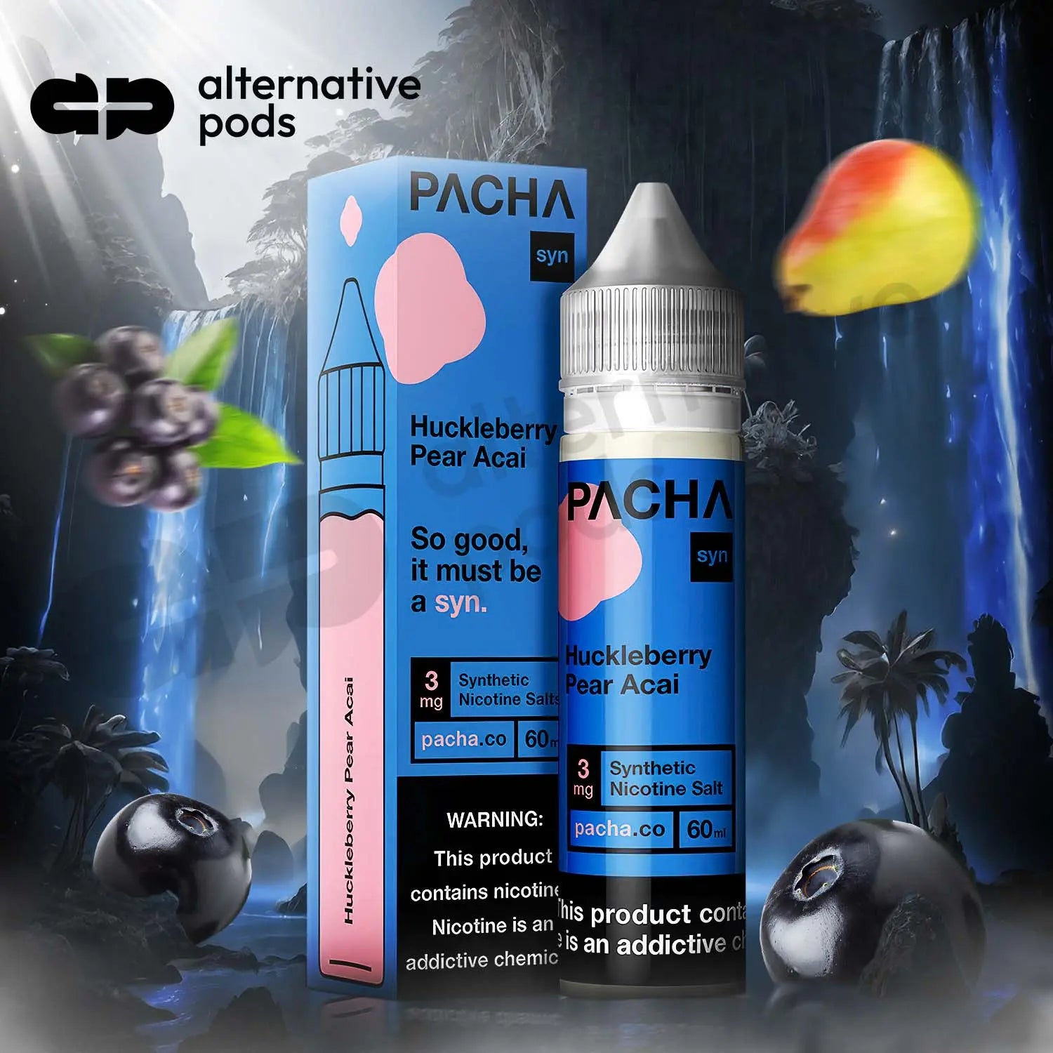 Pacha Syn Synthetic Nicotine E-Liquid 60ML - Huckleberry Pear Acai 