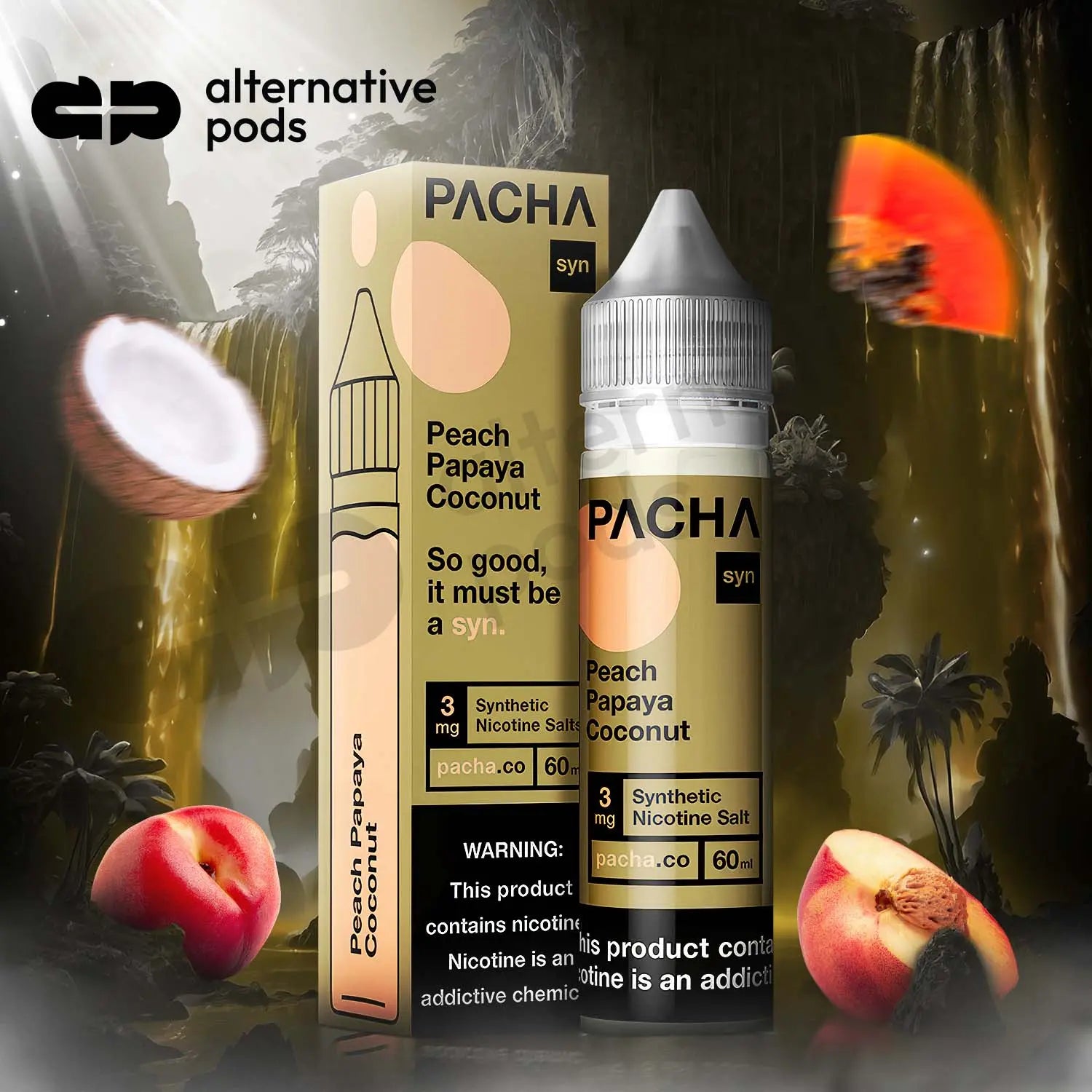 Pacha Syn Synthetic Nicotine E-Liquid 60ML - Peach Papaya Coconut 