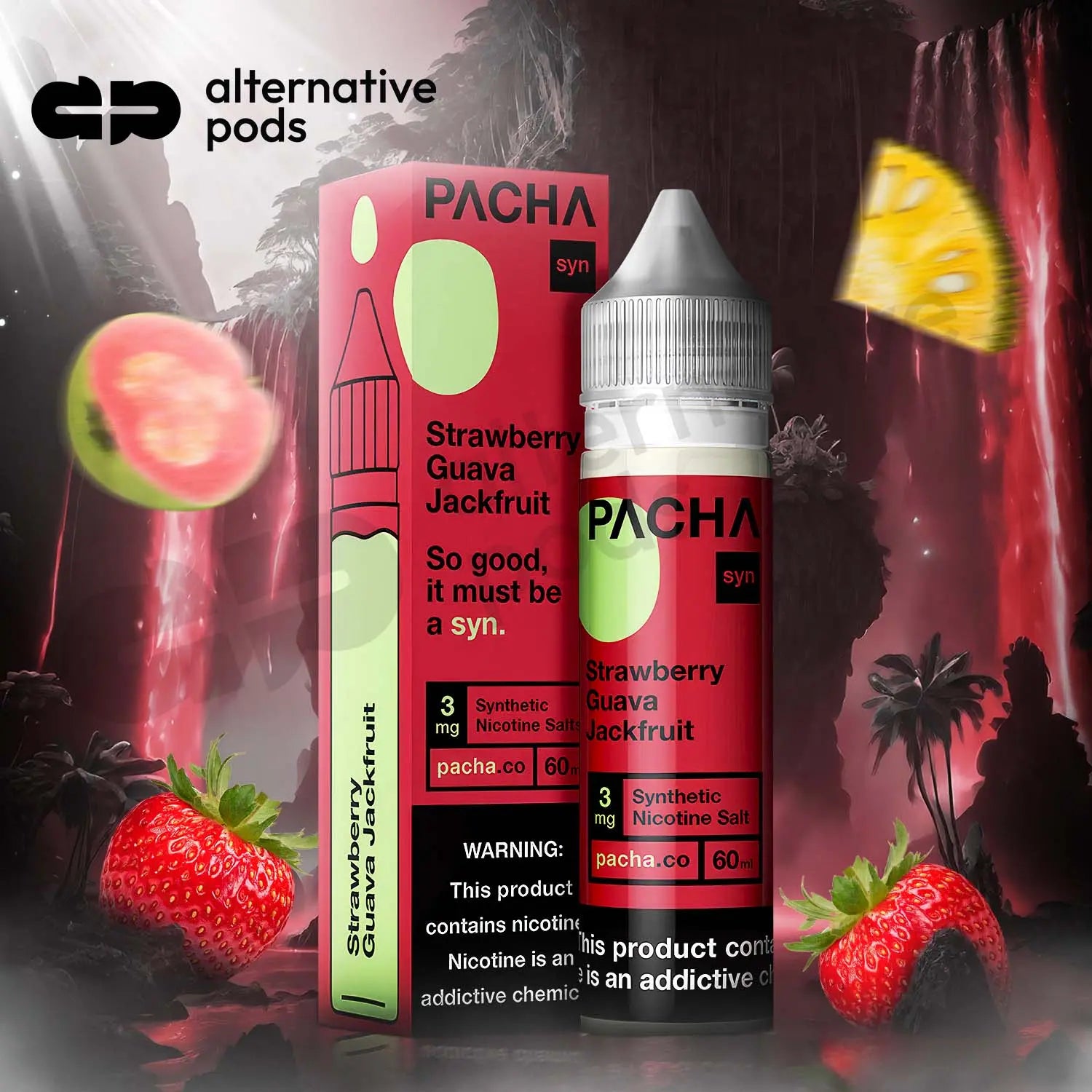 Pacha Syn Synthetic Nicotine E-Liquid 60ML - Strawberry Guava Jackfruit 