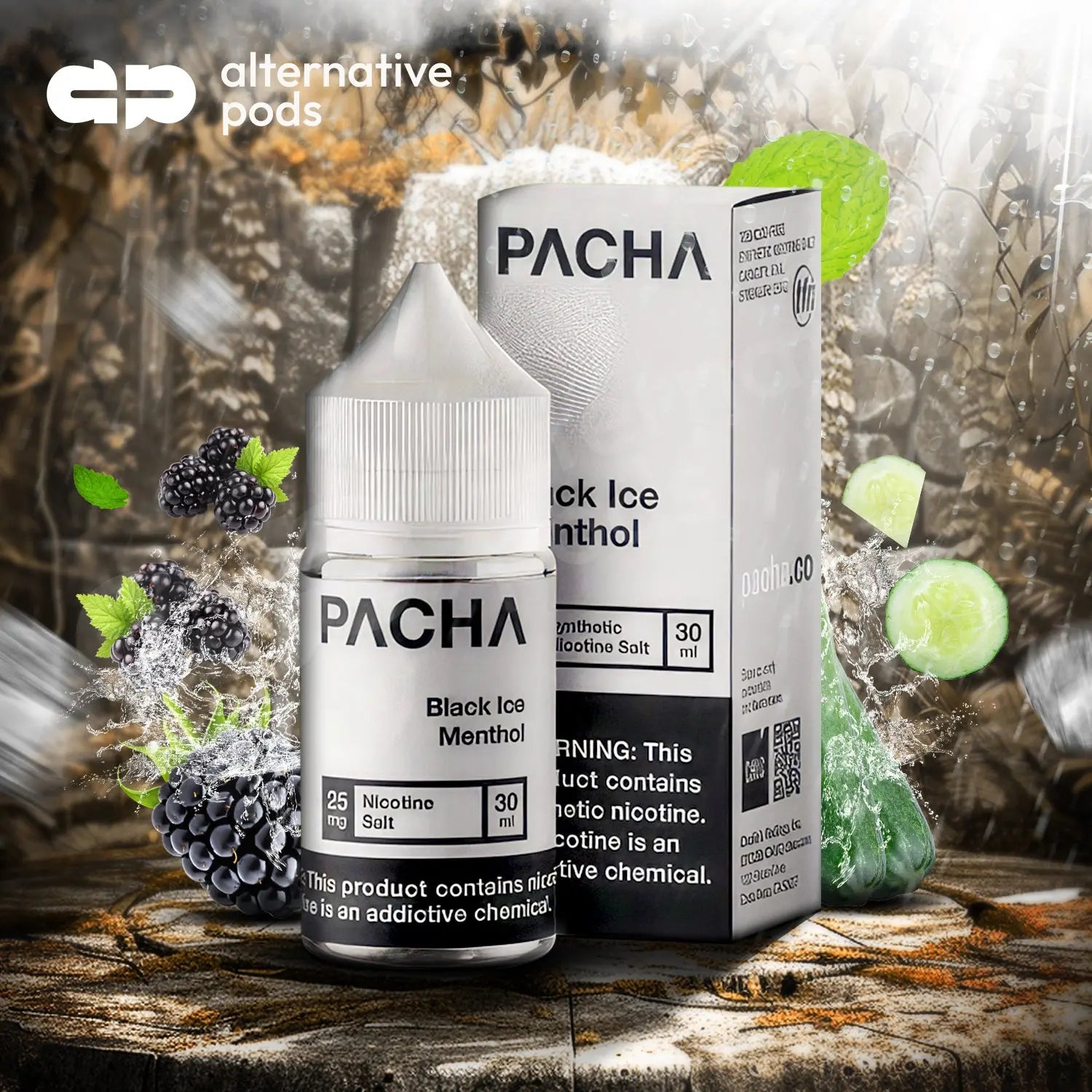 Pacha Syn Synthetic Nicotine Salt E-Liquid 30ML - Black Ice Menthol 