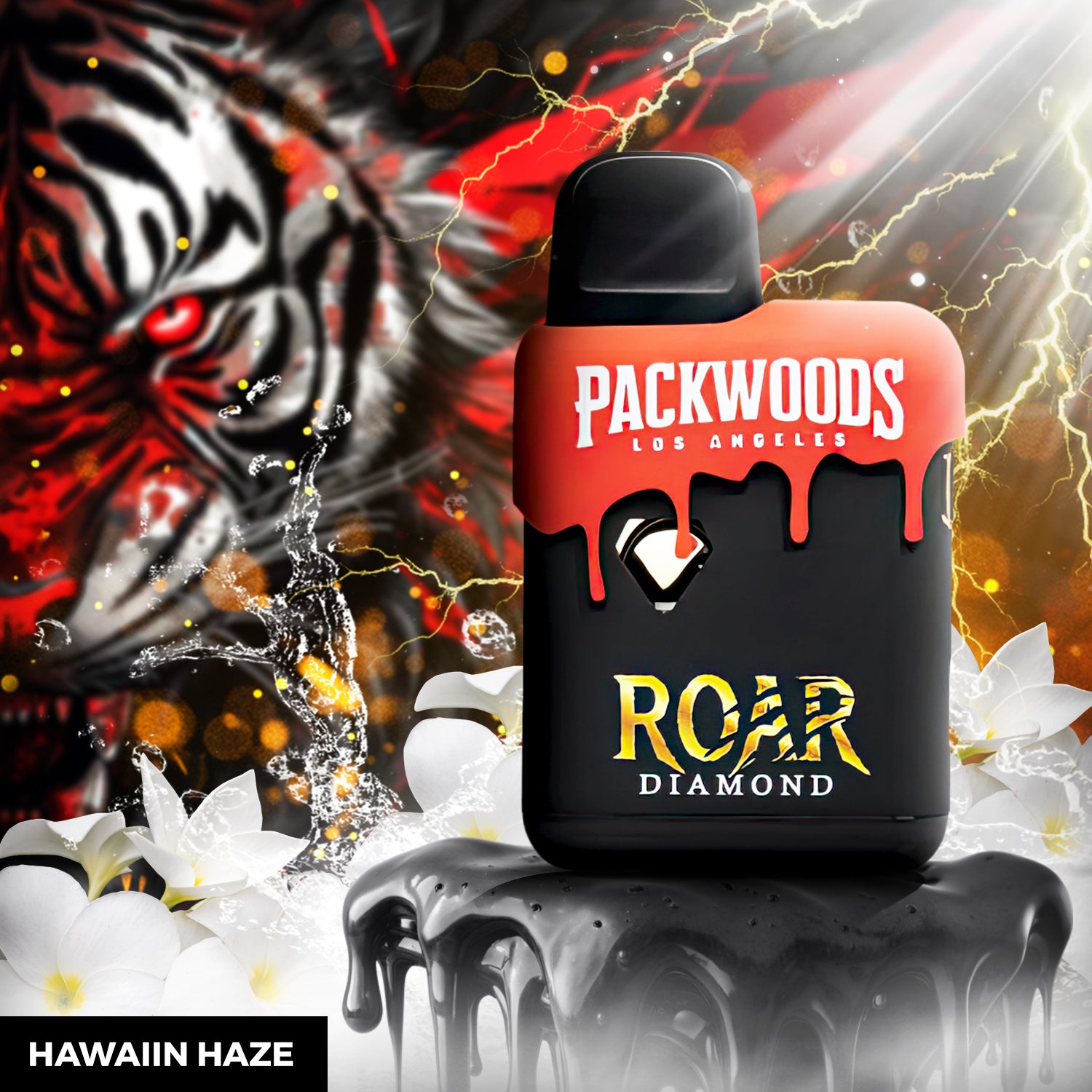 Packwoods x Roar Diamond Live Resin 3500MG THC-B + THC-H + D11 + D8 Nug Run Concentrate Disposable Vape 3.5ML - Havaiin Haze 