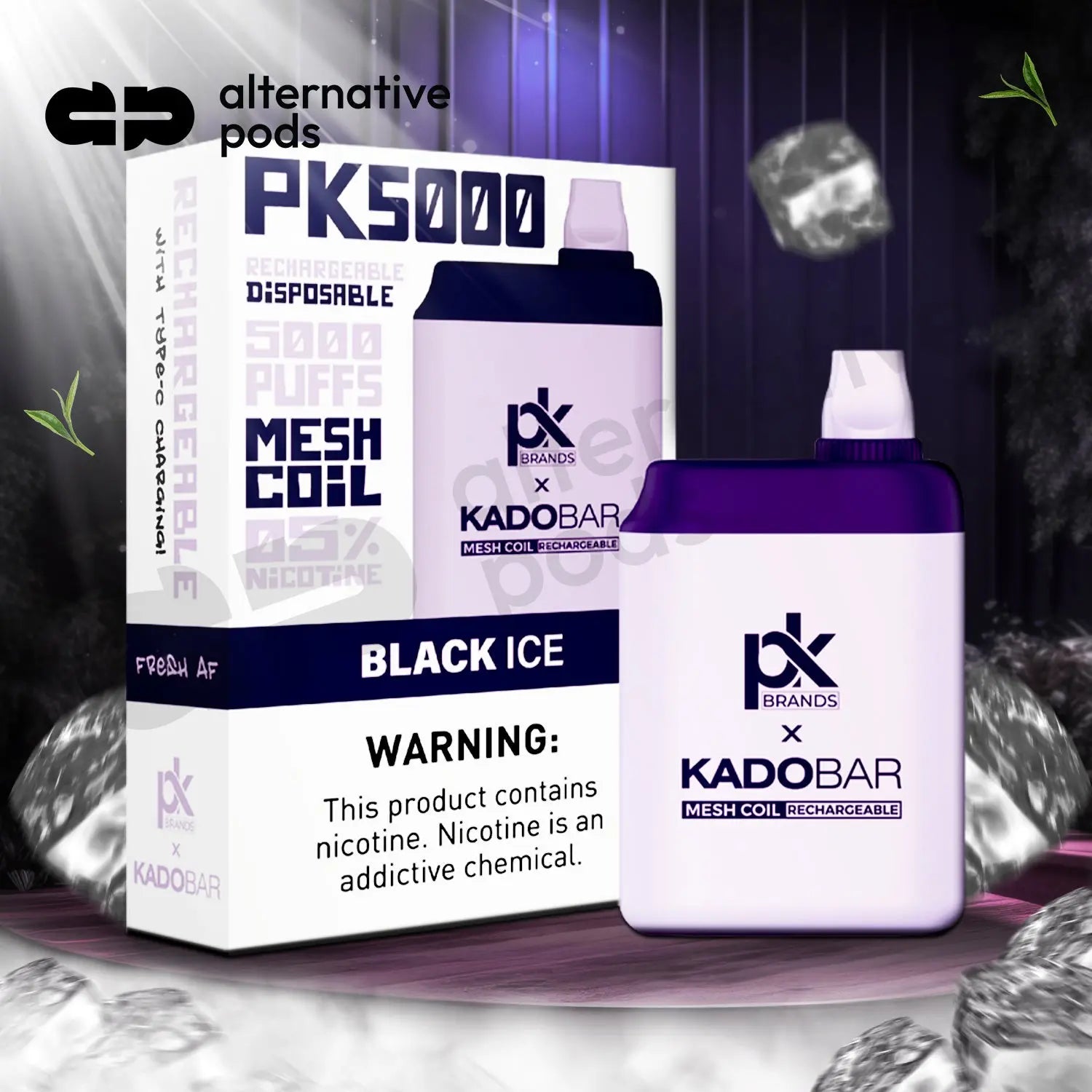 Pod King x Kado Bar PK5000 Puffs Disposable Vape - Black Ice 