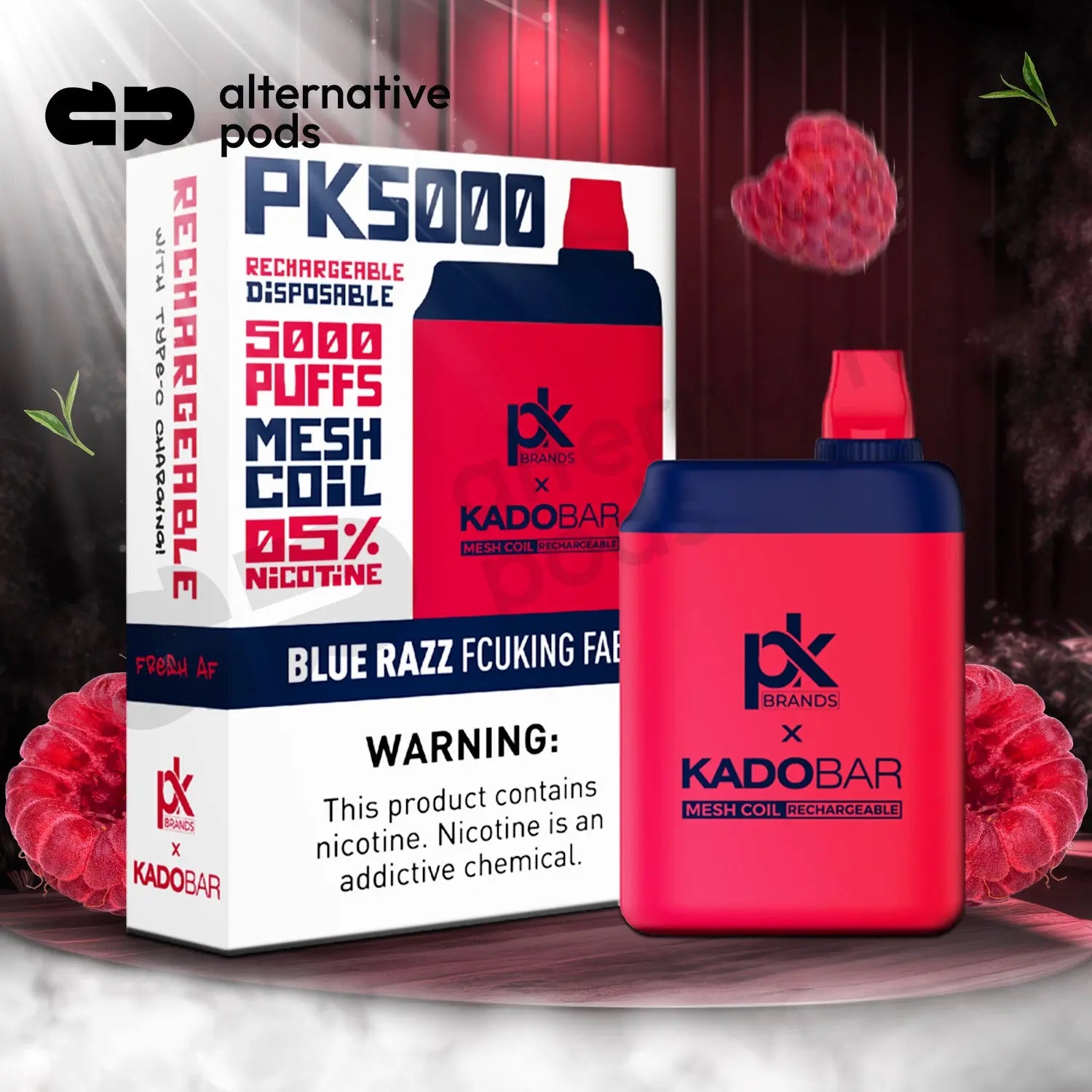 Pod King x Kado Bar PK5000 Puffs Disposable Vape - Blue Razz Fcuking Fab 