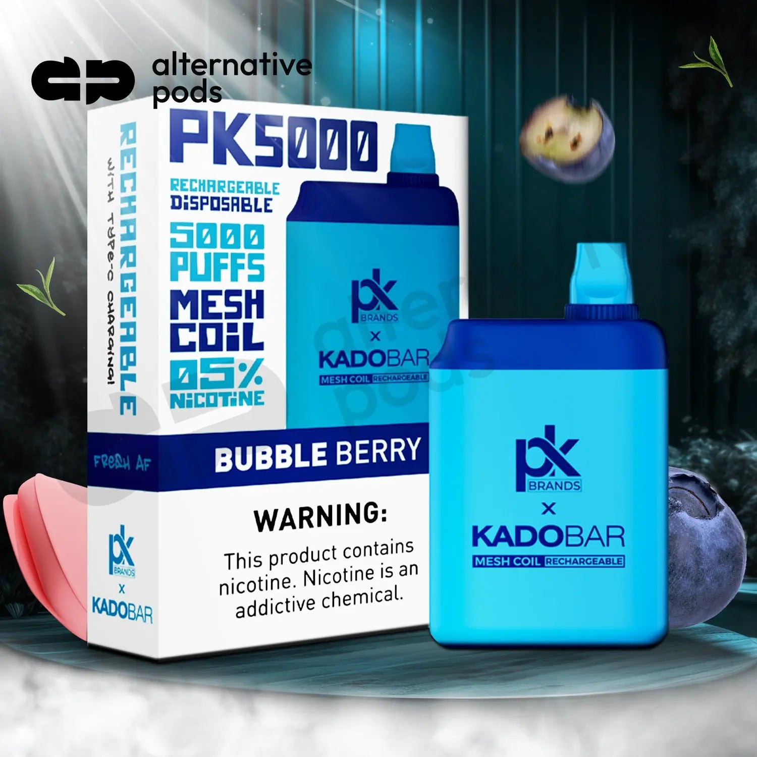 Pod King x Kado Bar PK5000 Puffs Disposable Vape - Bubble Berry 