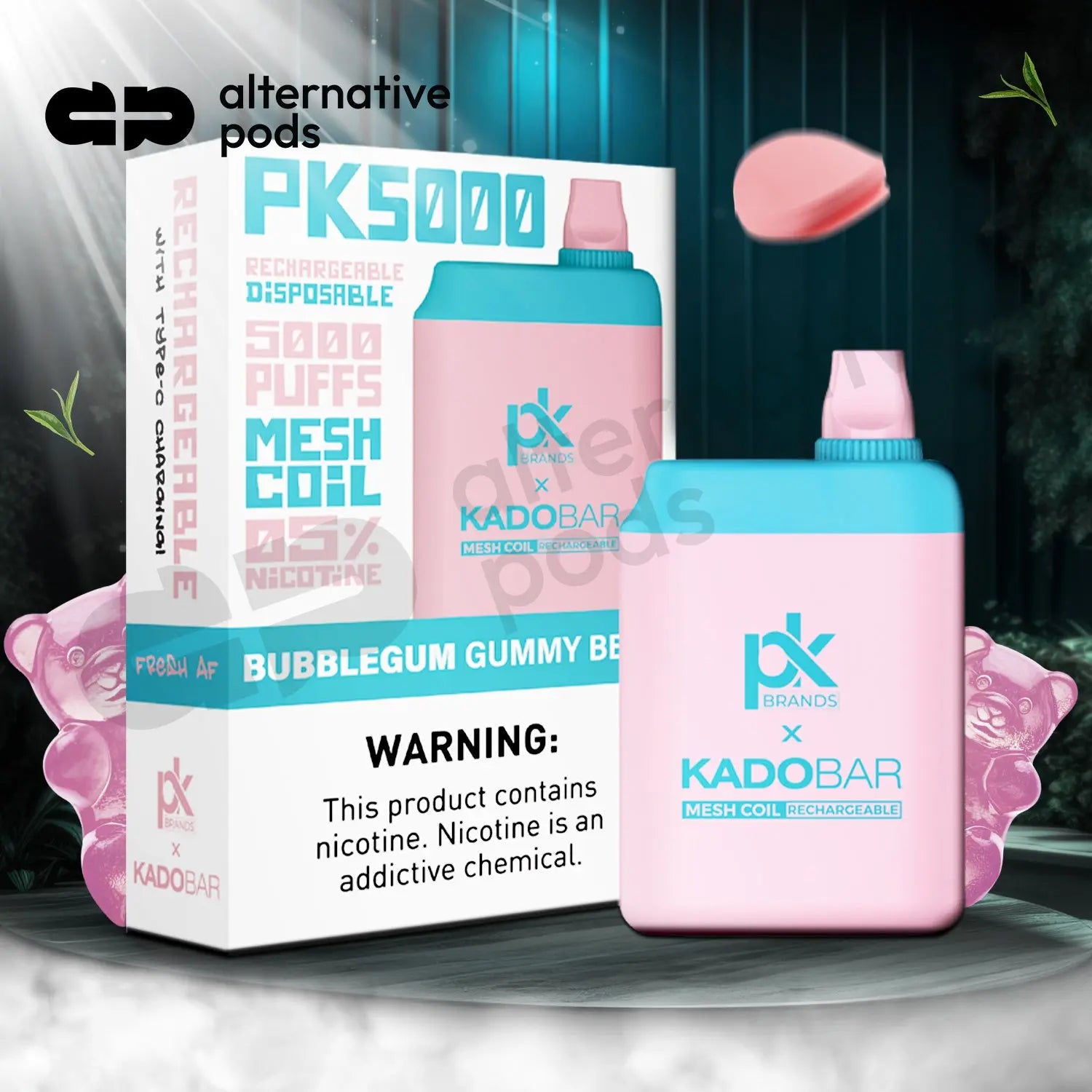 Pod King x Kado Bar PK5000 Puffs Disposable Vape - Bubblegum Gummy Bear