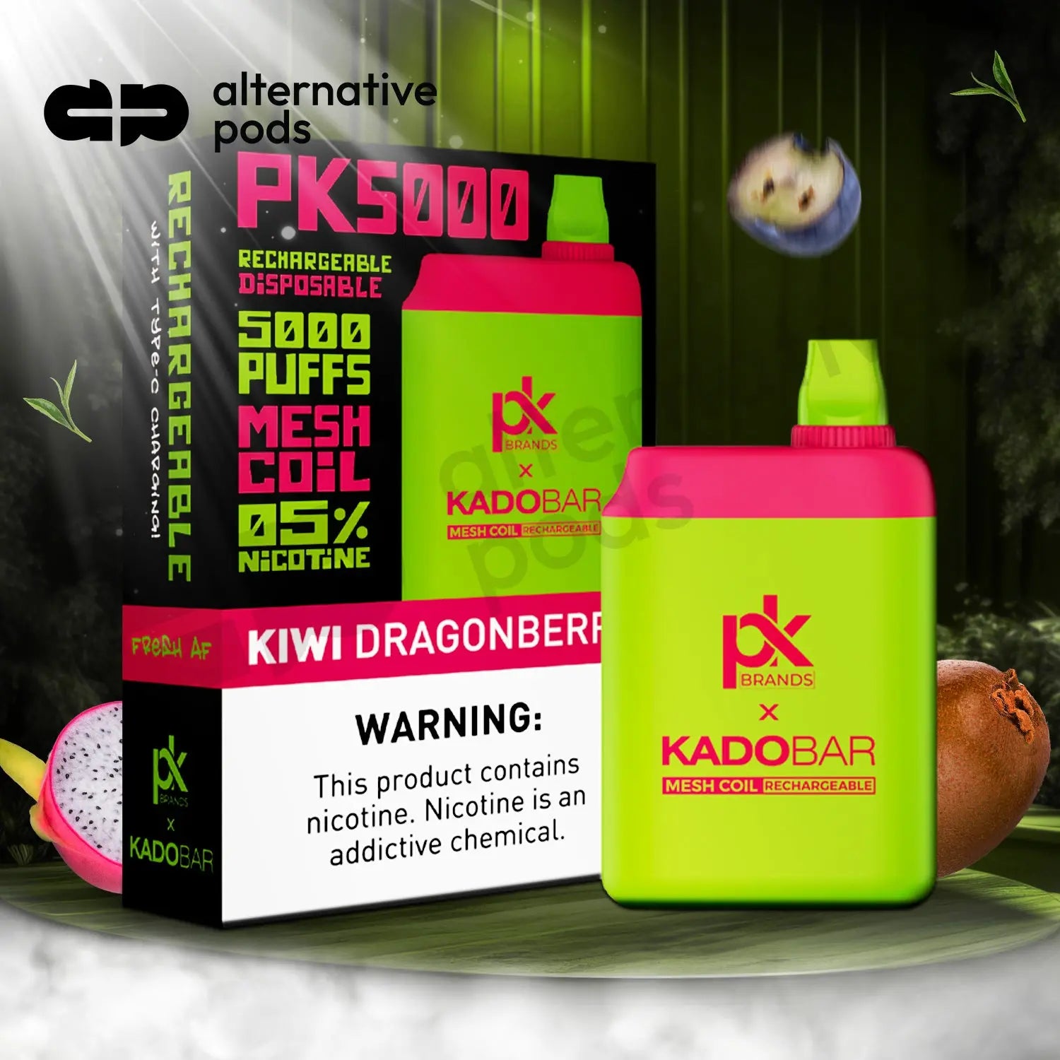 Pod King x Kado Bar PK5000 Puffs Disposable Vape - Kiwi Dragonberry 