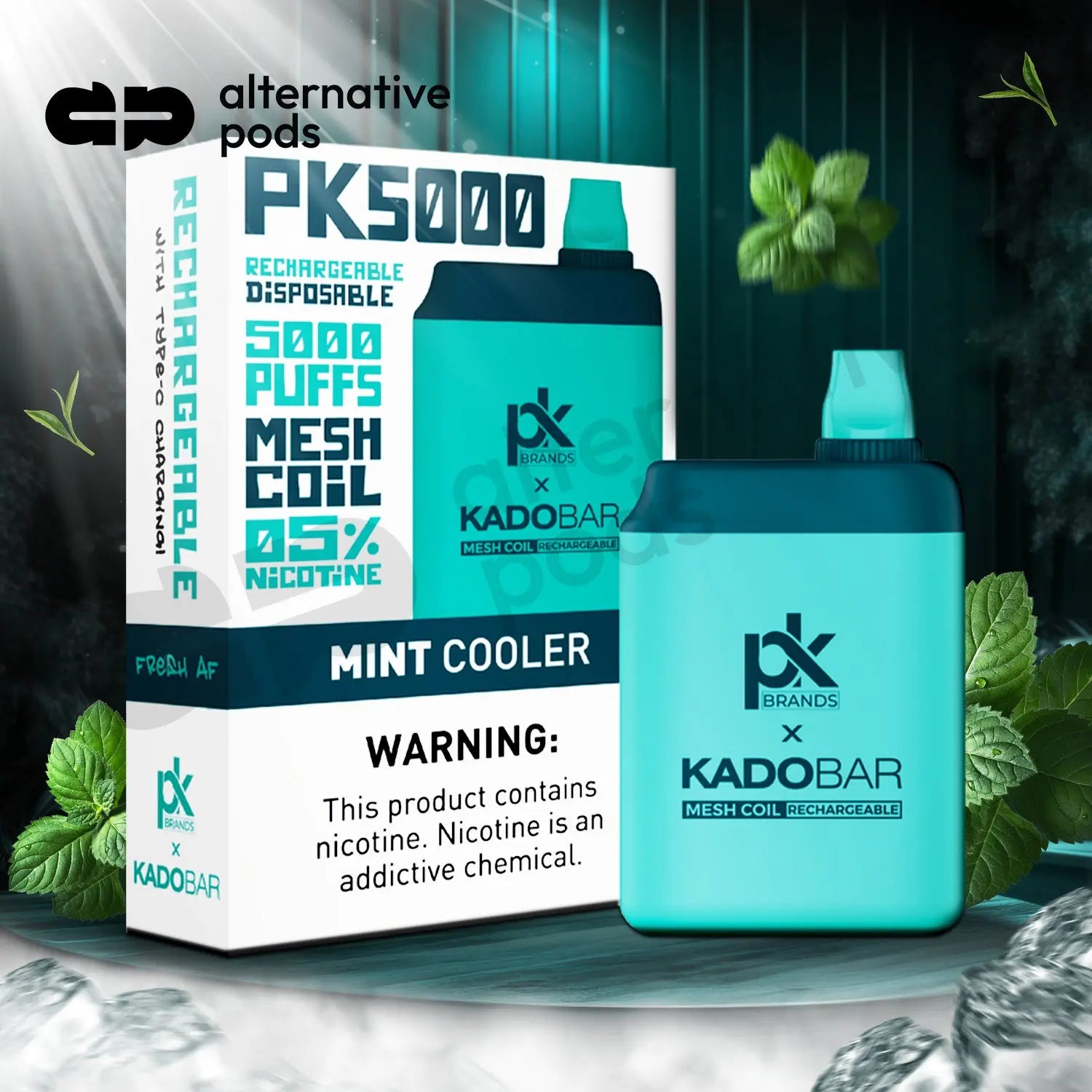 Pod King x Kado Bar PK5000 Puffs Disposable Vape - Mint Cooler 