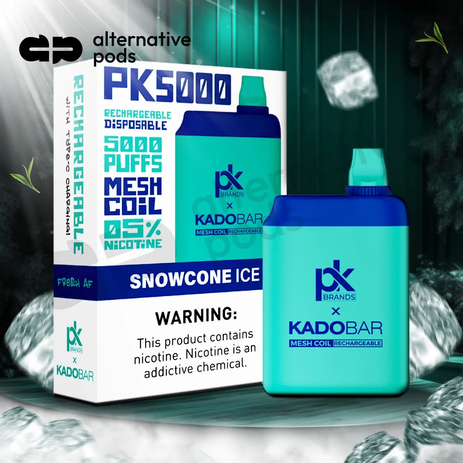 Pod King x Kado Bar PK5000 Puffs Disposable Vape - SnowCone Ice 