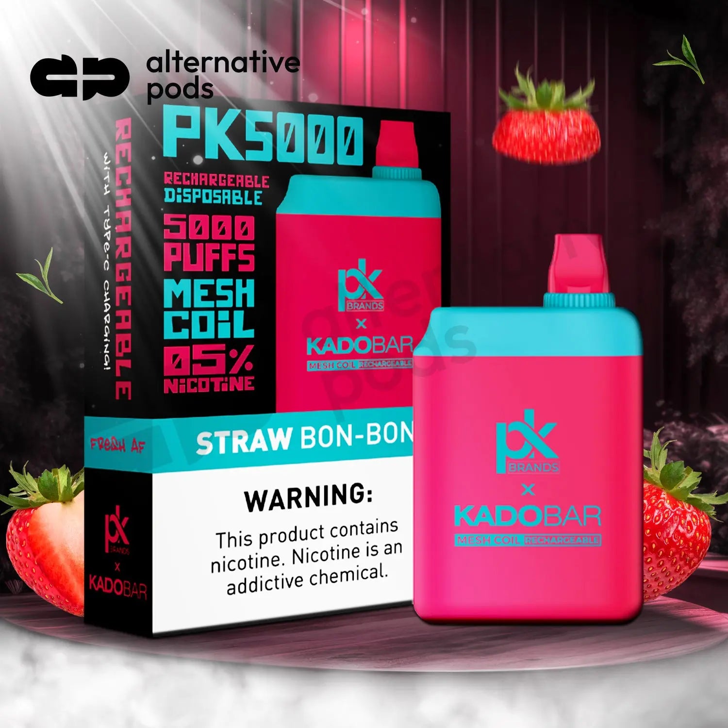 Pod King x Kado Bar PK5000 Puffs Disposable Vape - Straw Bon-Bon 