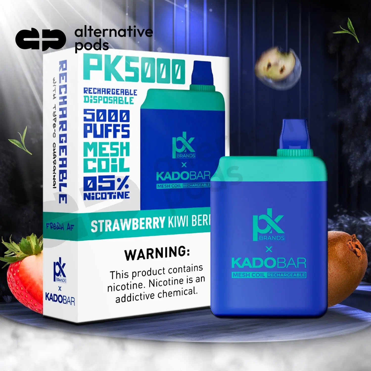 Pod King x Kado Bar PK5000 Puffs Disposable Vape - Strawberry Kiwi Berry 