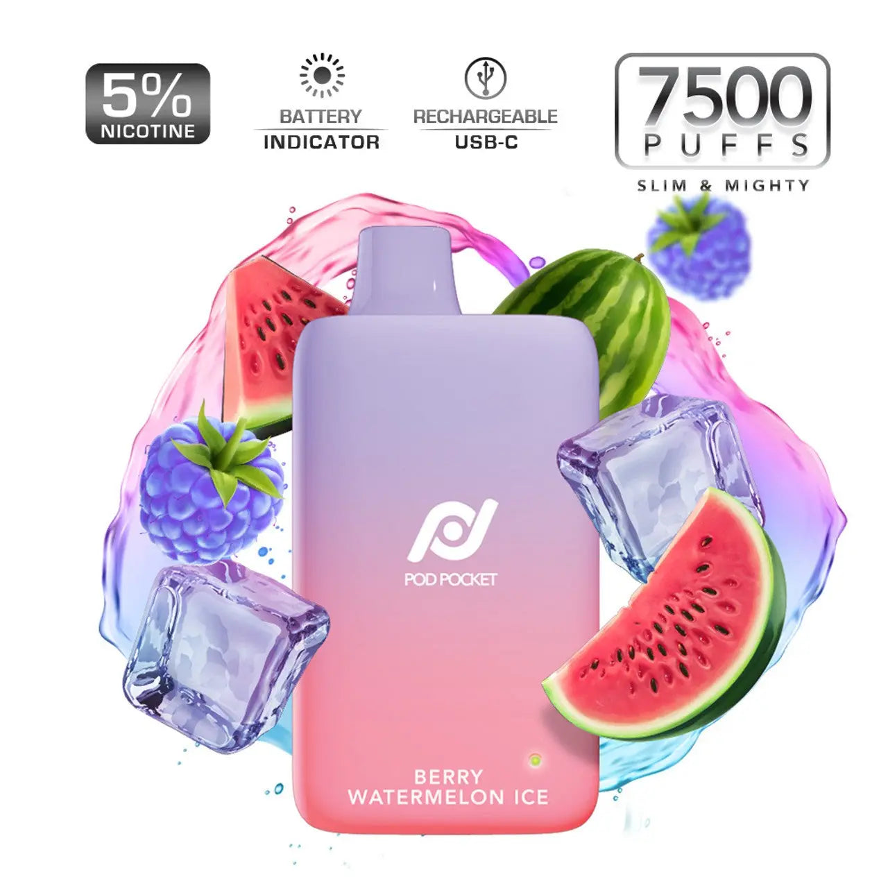 Pod Pocket 7500 Disposable Vape 5% Rechargeable 650mAh 10ML - Alternative pods | Online Vape & Smoke Shop