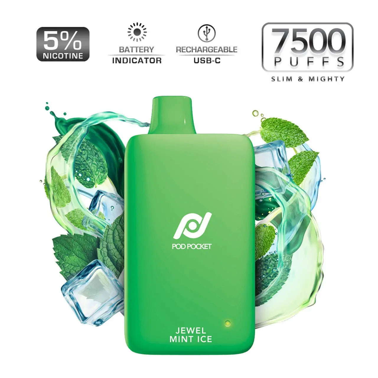 Rechargeable Vapes With Disposable Pods Pod Pocket 7500 Disposable Vape 5%  Rechargeable 650mAh