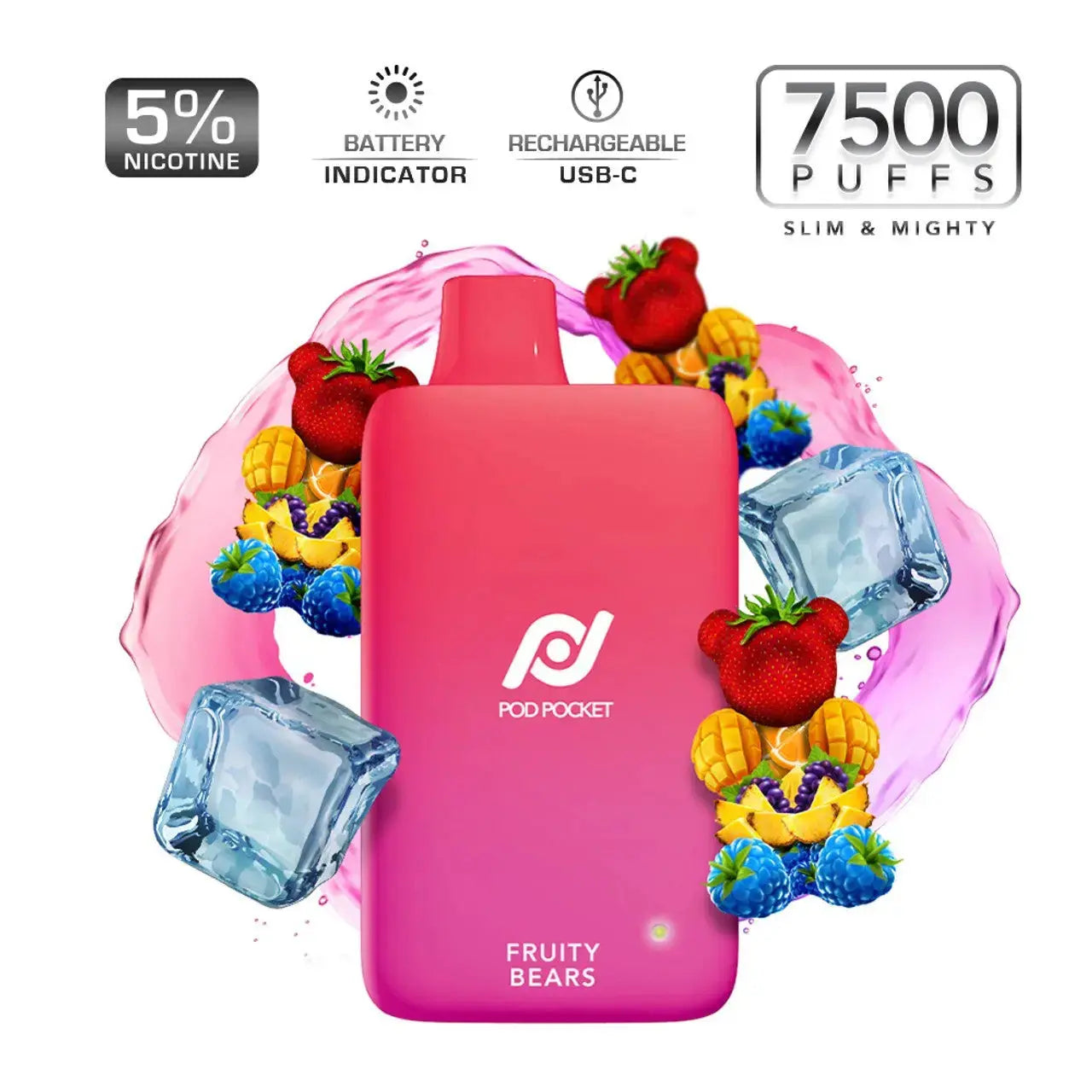Pod Pocket 7500 Disposable Vape 5% Rechargeable 650mAh 10ML - Alternative pods | Online Vape & Smoke Shop