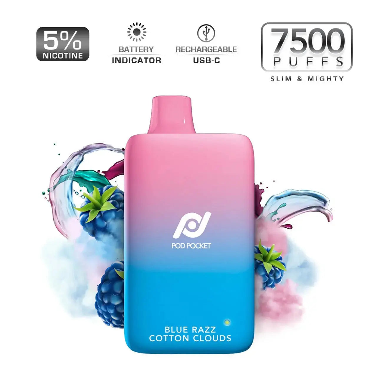 Pod Pocket 7500 Disposable Vape 5% Rechargeable 650mAh 10ML - Alternative pods | Online Vape & Smoke Shop
