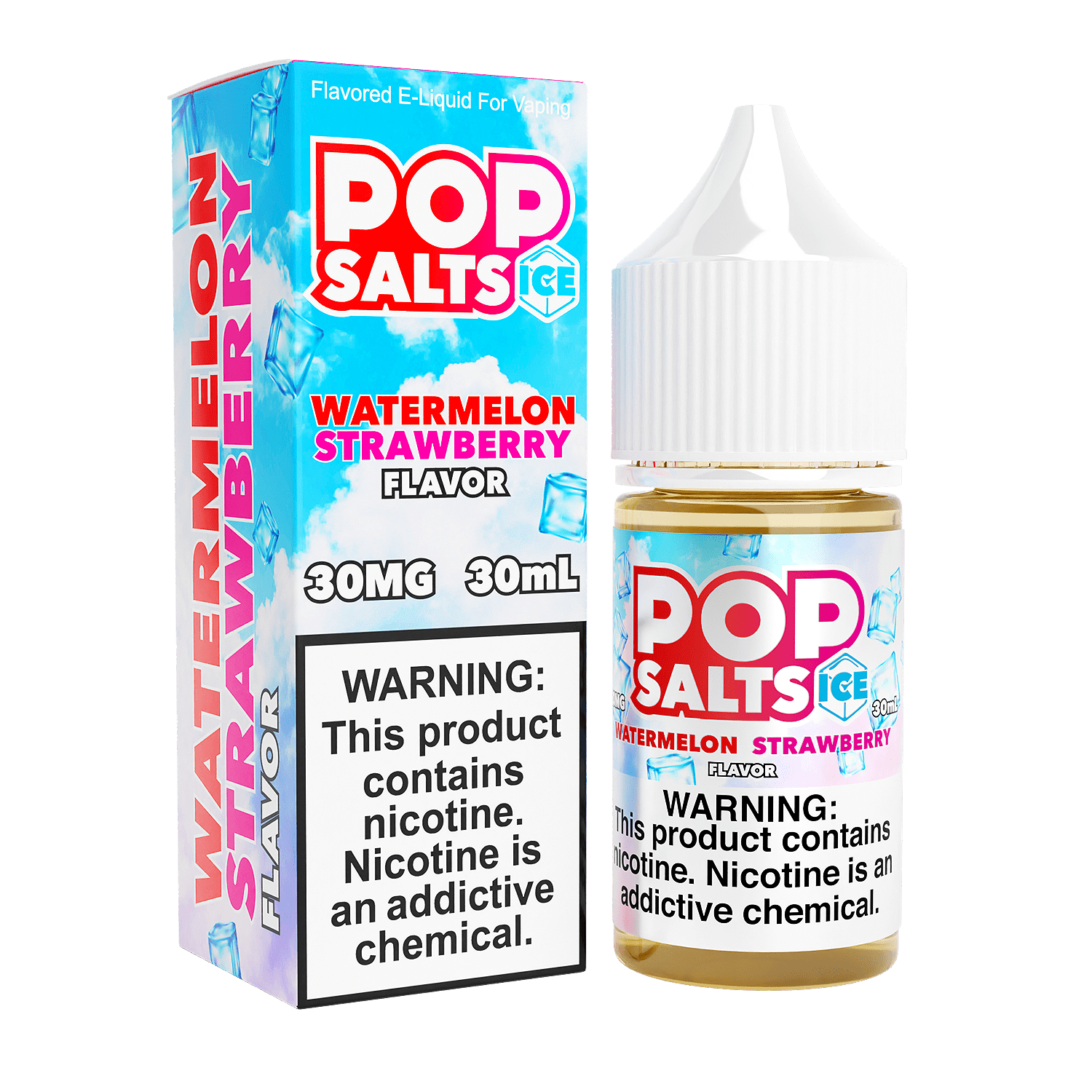 Pop Salts Nicotine Salt E-Liquid By Pop Clouds 30ML Watermelon Strawberry Ice