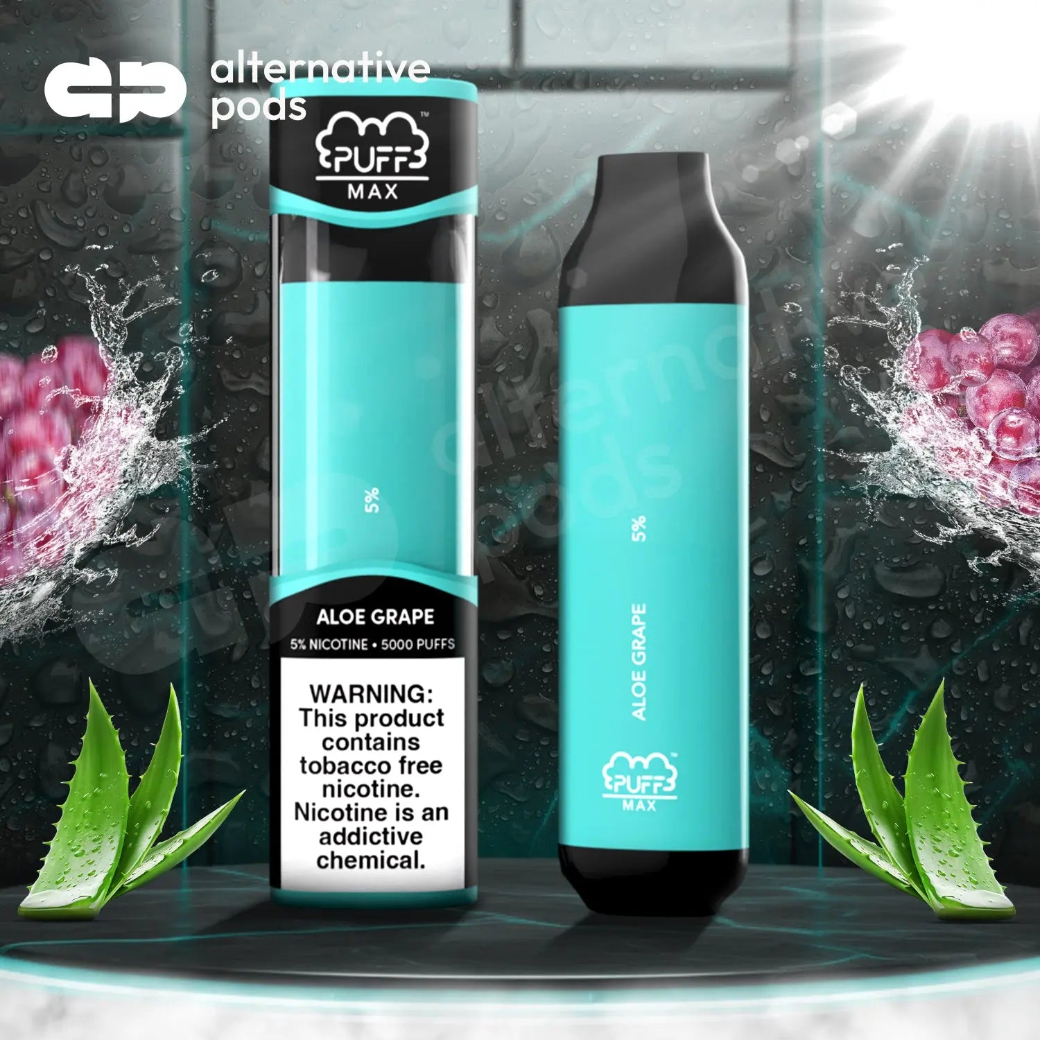Puff Bar Max 5000 Puffs Disposable Vape - Aloe Grape 
