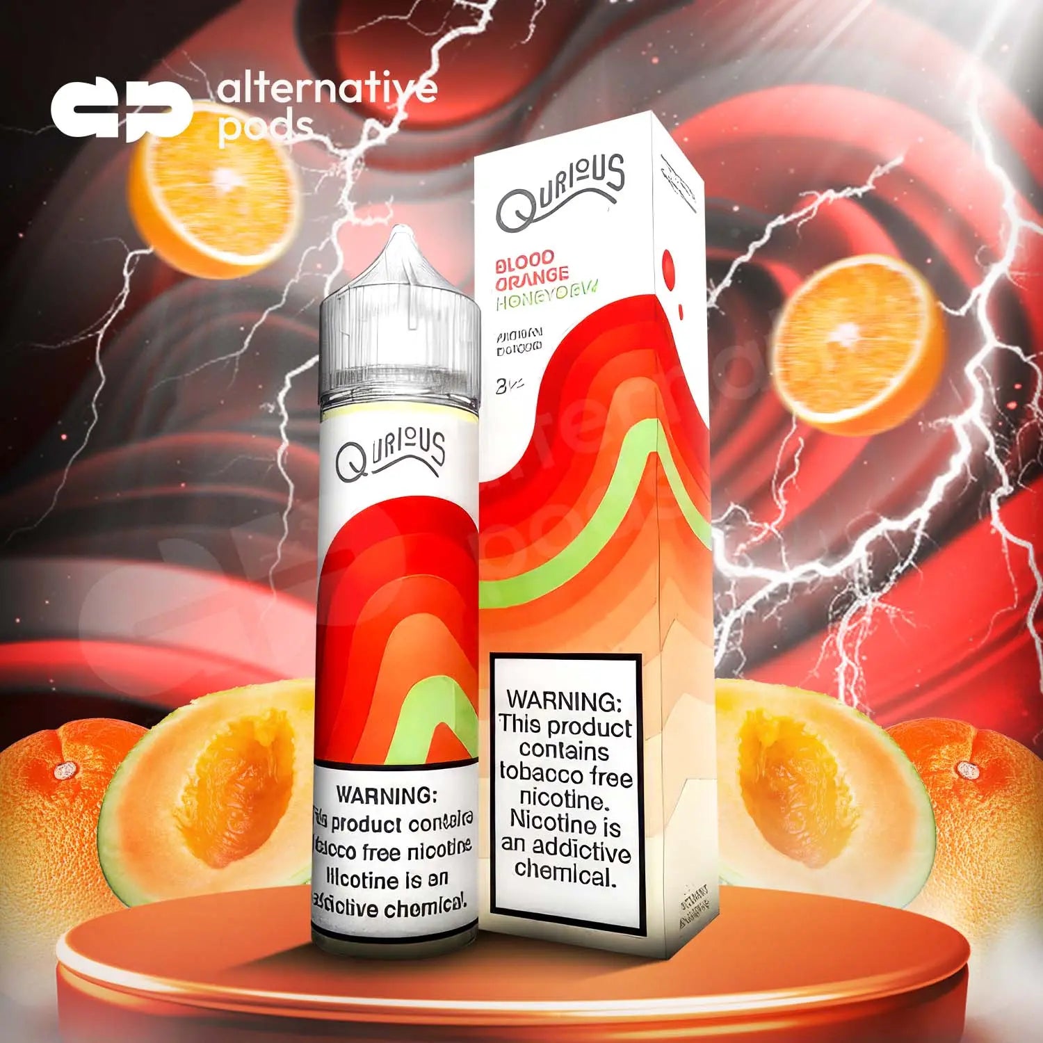 Qurious Synthetic Nicotine Artisan E-Liquid 60ML - Blood Orange Honeydew 