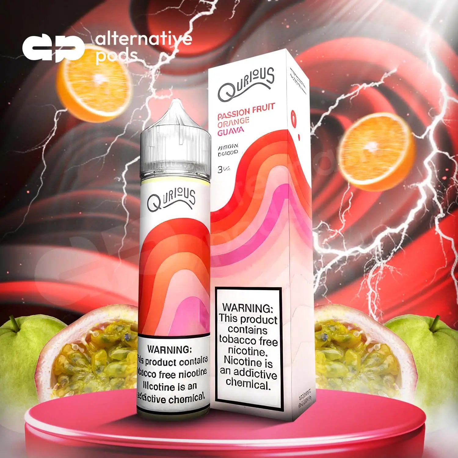 Qurious Synthetic Nicotine Artisan E-Liquid 60ML - Passion Fruit Orange Guava 
