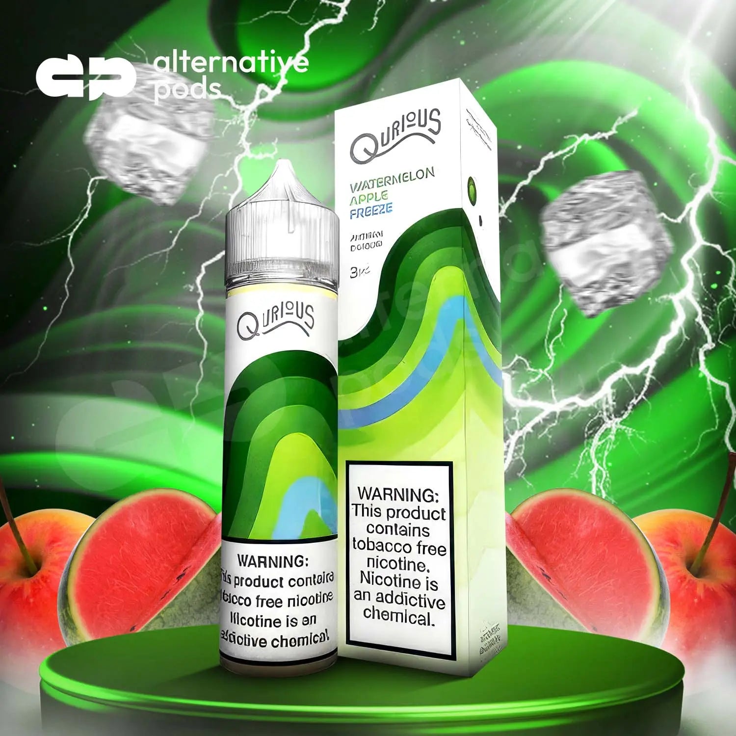 Qurious Synthetic Nicotine Artisan E-Liquid 60ML - Watermelon Apple Freeze 