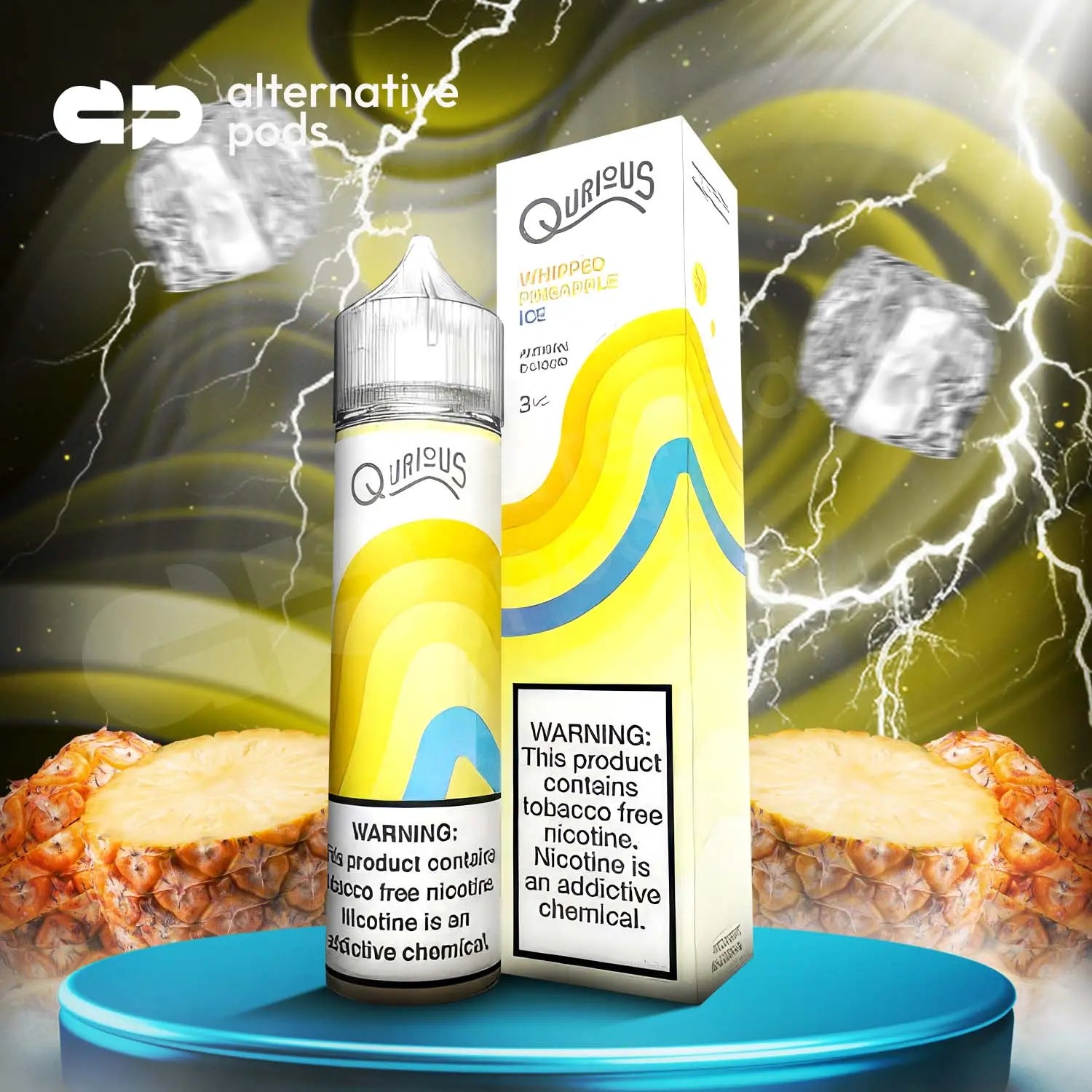 Qurious Synthetic Nicotine Artisan E-Liquid 60ML - Whipped Pineapple Ice 