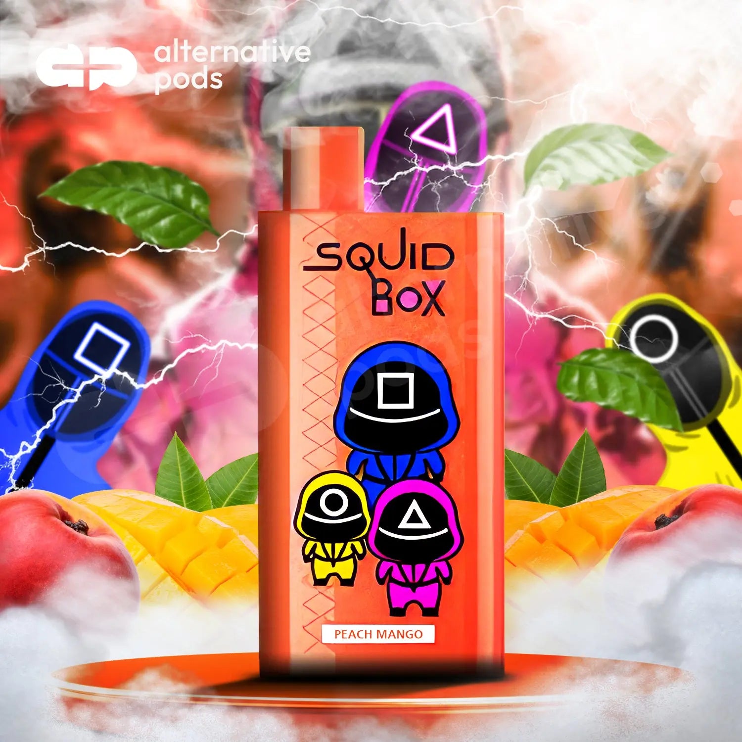R and M Squid Box Disposable Vape - Peach Mango 